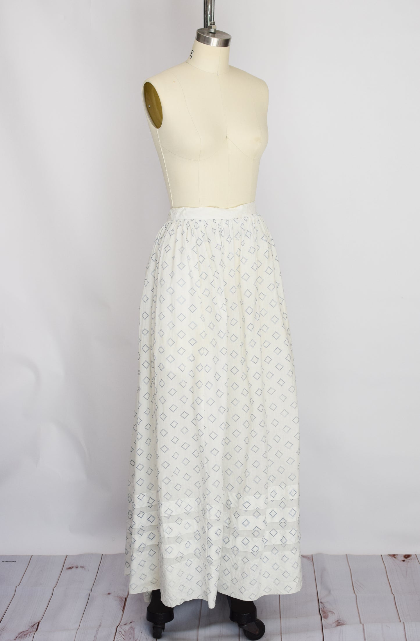 Antique Edwardian Printed Cotton Skirt | S/M
