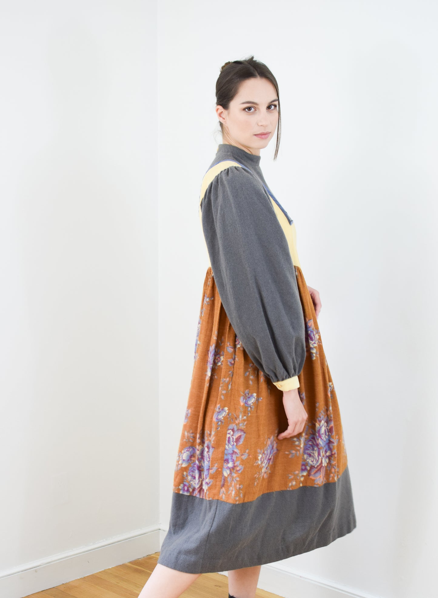 1970s Anastasia France Mixed-Textile Dress | XS