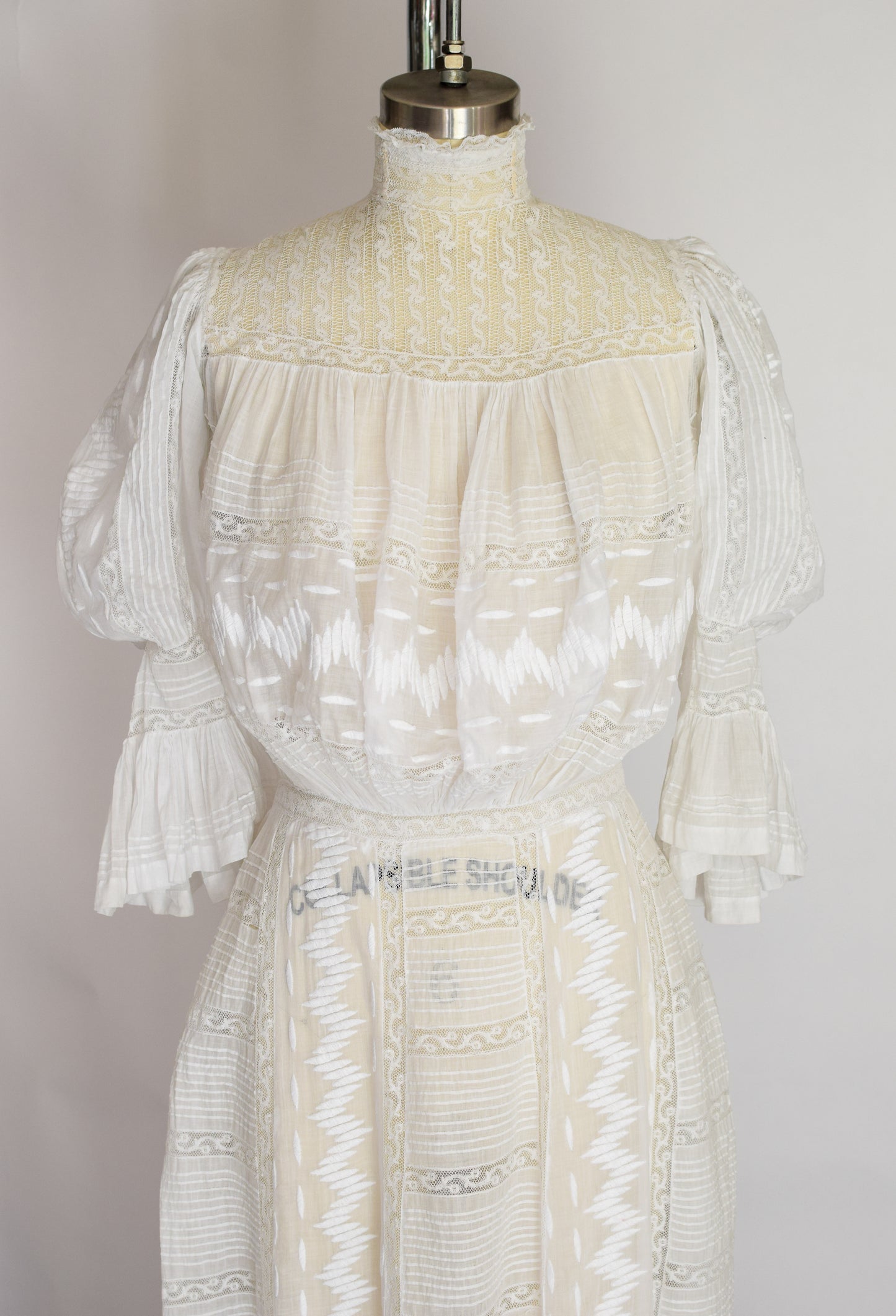 Antique Edwardian White Cotton Dress | S/M