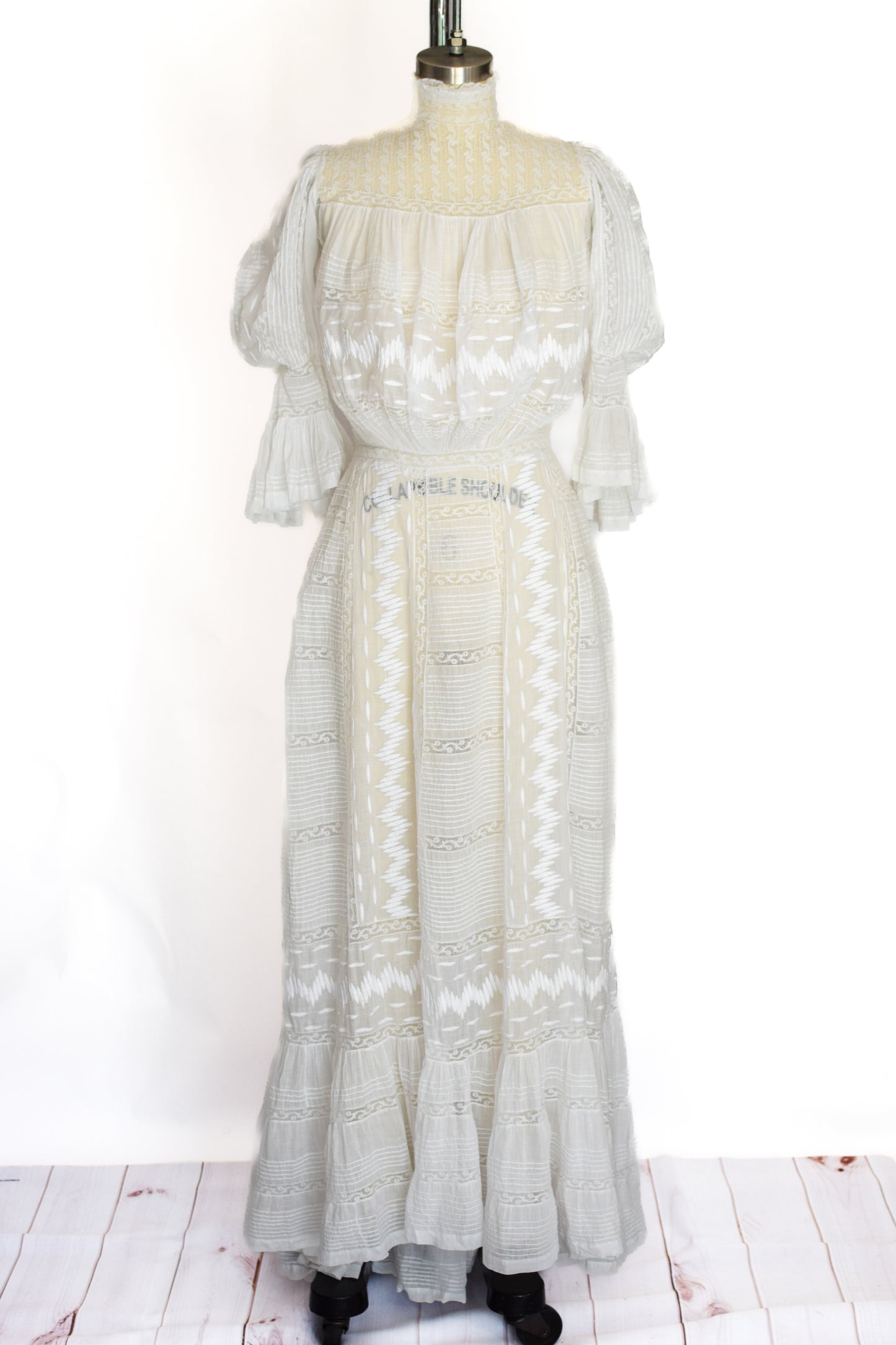 Antique Edwardian White Cotton Dress | S/M