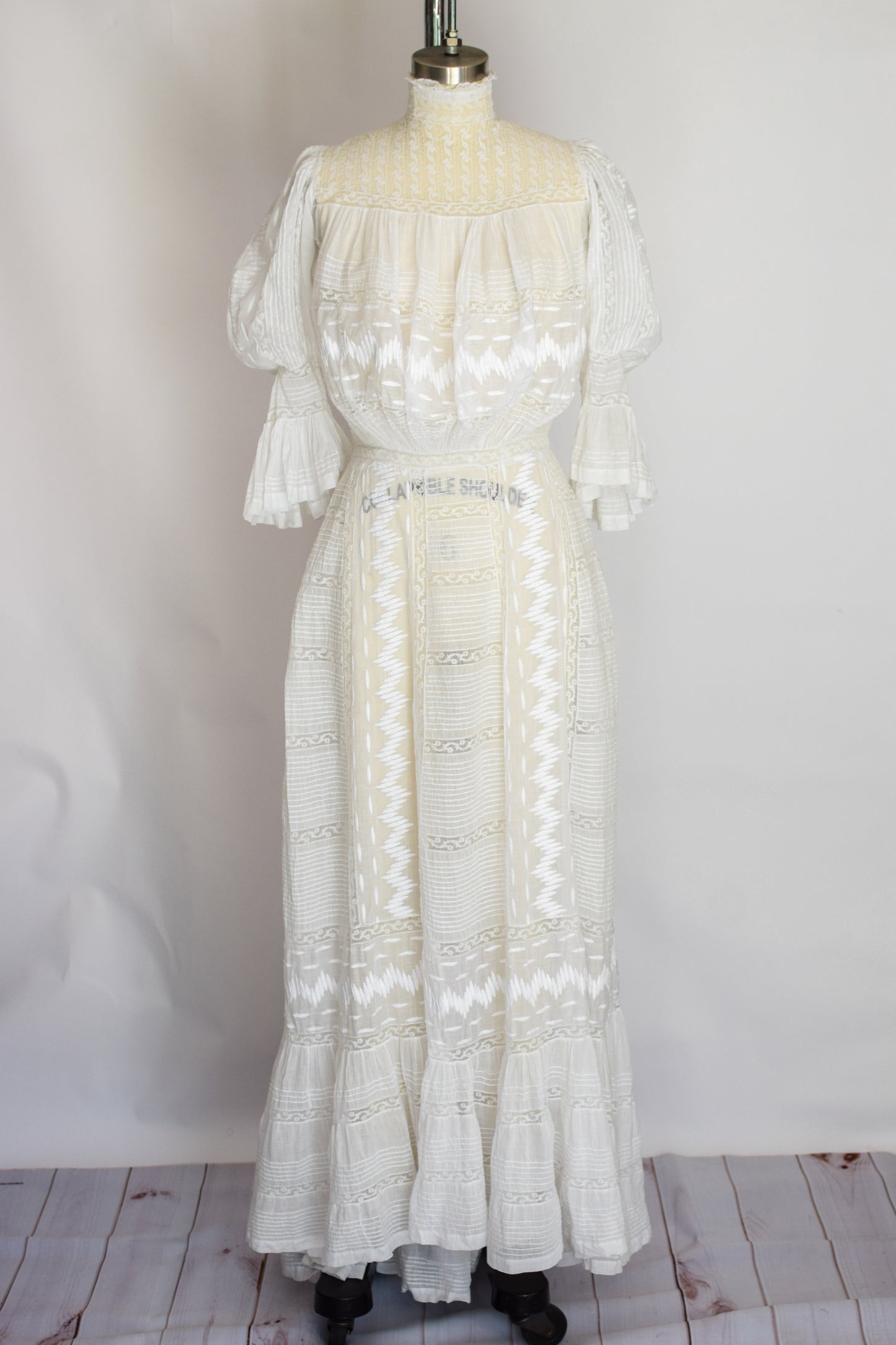 Antique Edwardian White Cotton Dress | S/M