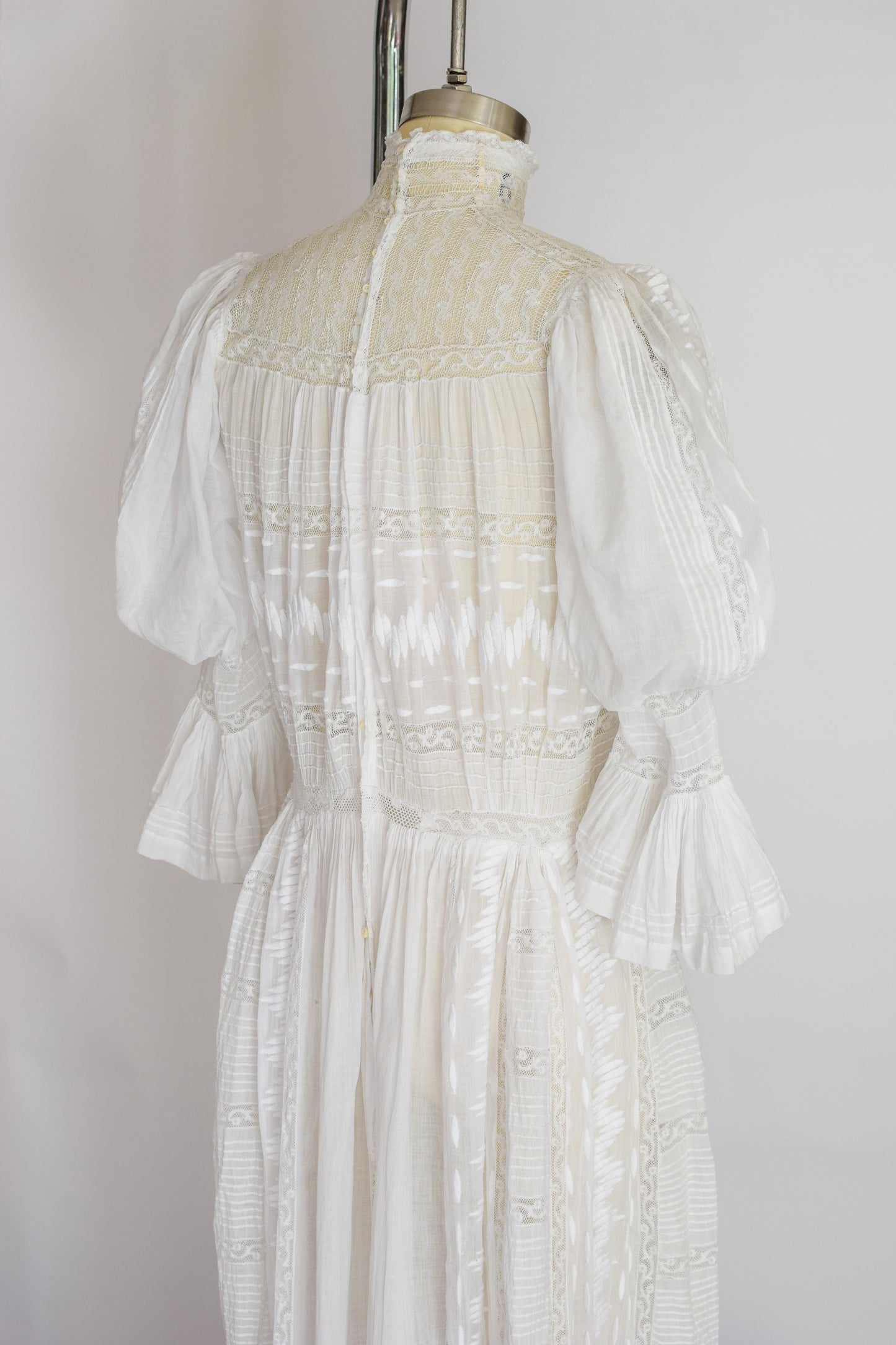 Antique Edwardian White Cotton Dress | S/M