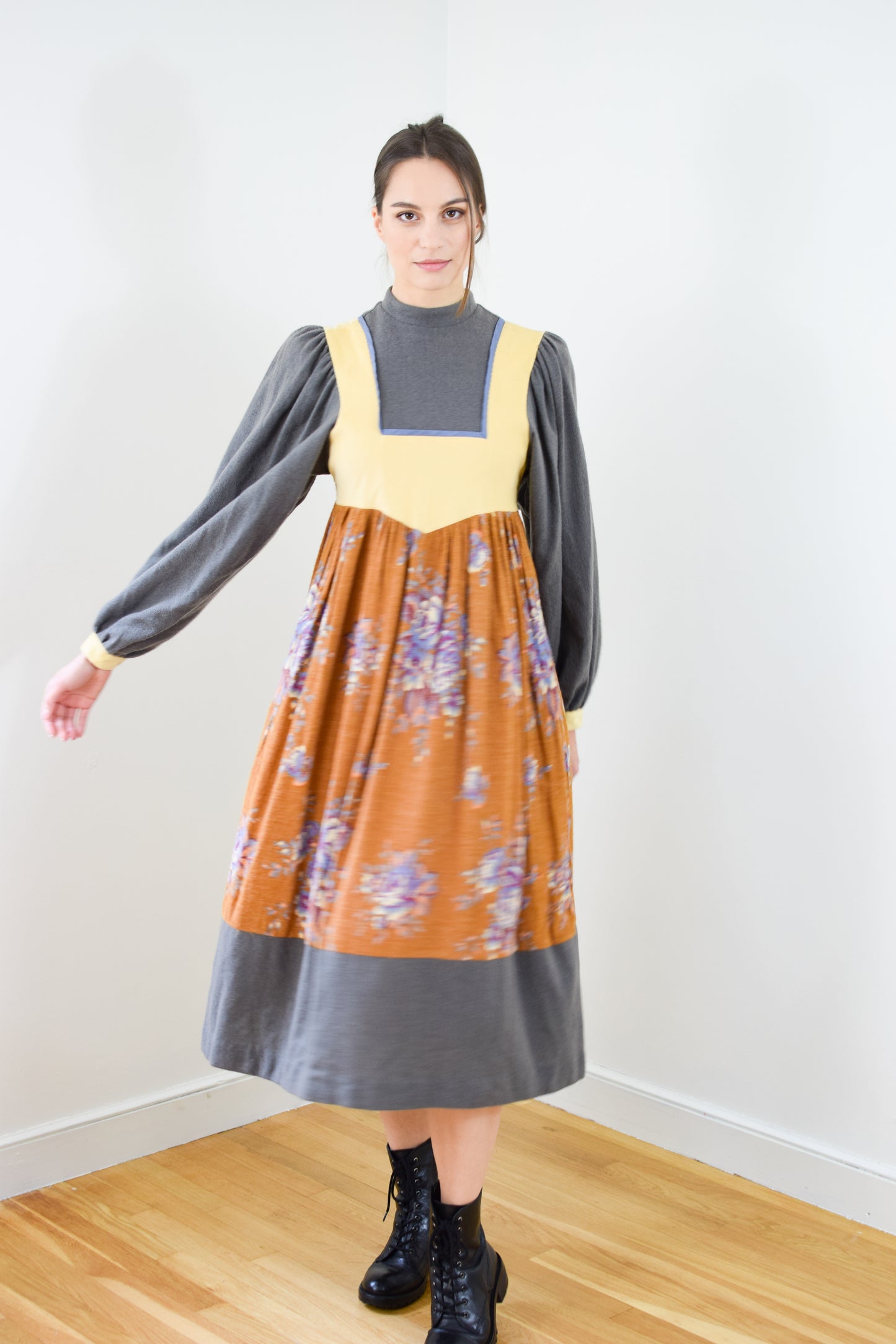 1970s Anastasia France Mixed-Textile Dress | XS