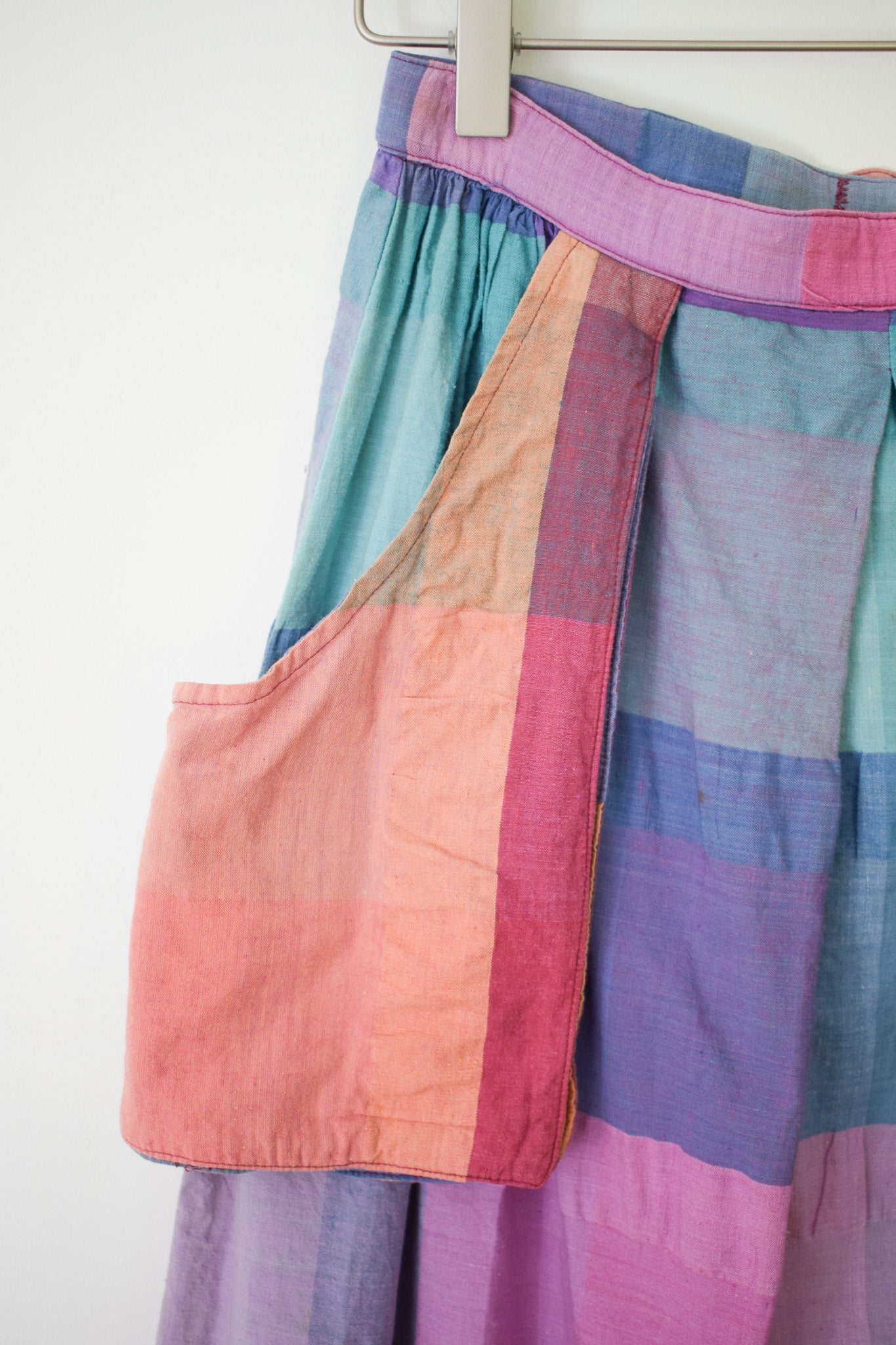 1980s Madras Plaid Skirt | S
