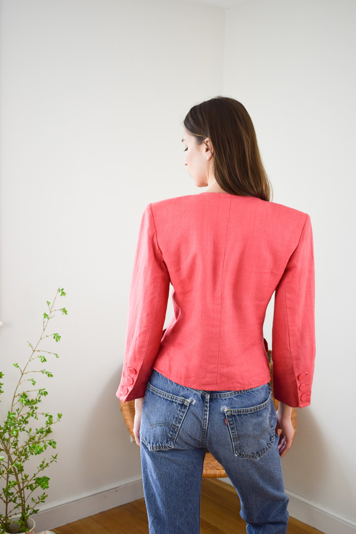 Saint Laurent Coral Linen Jacket | XS/S
