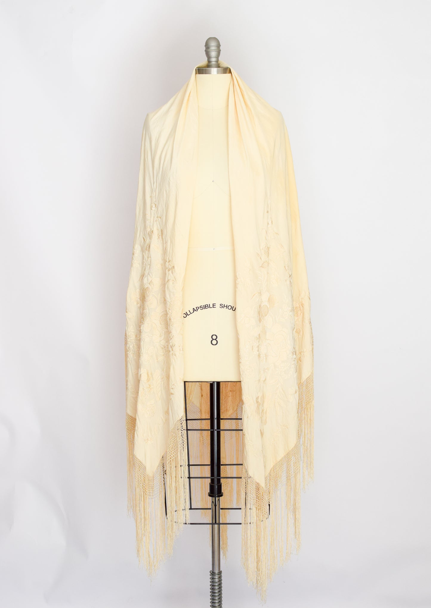 Antique Silk Embroidered Piano Shawl