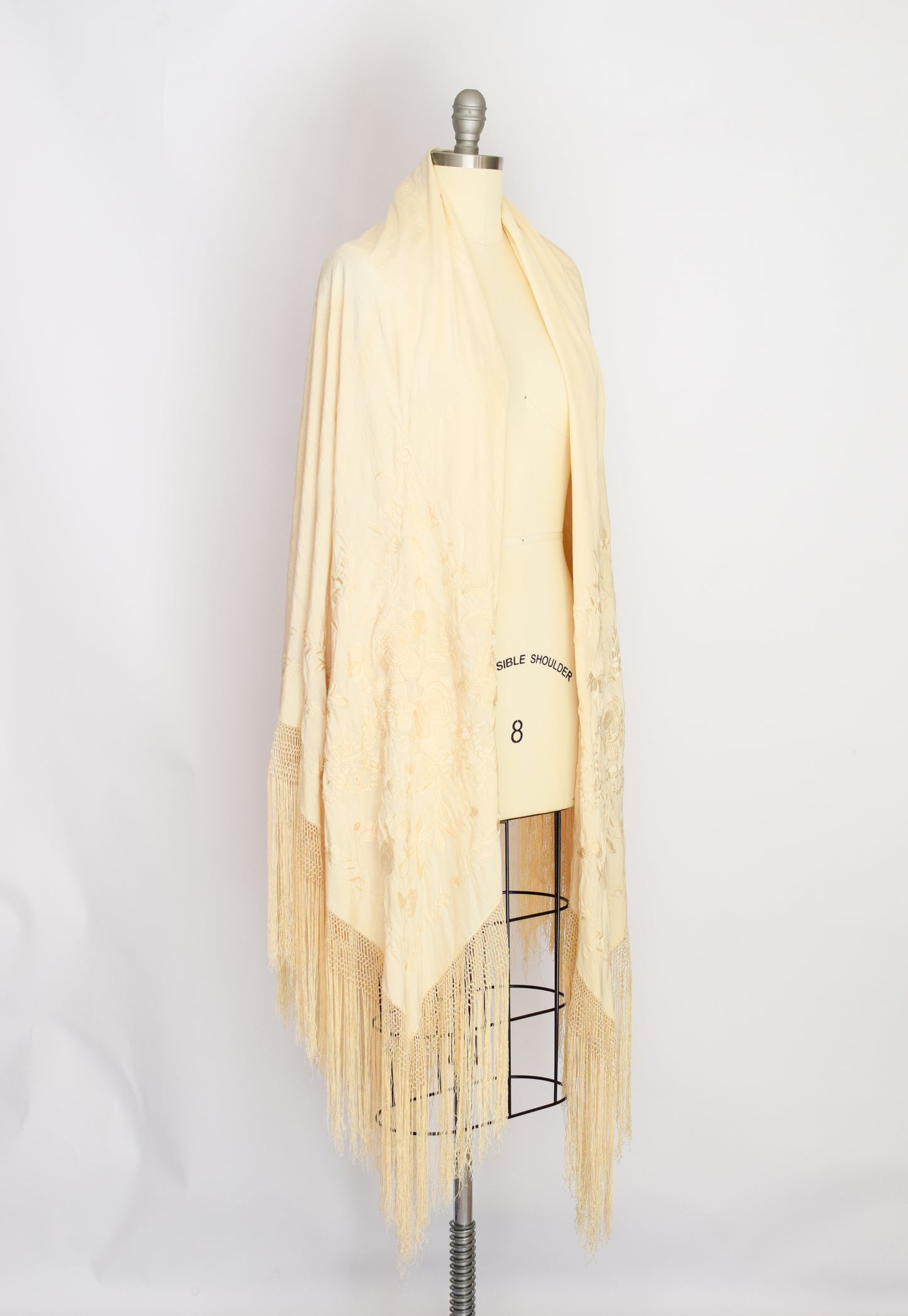 Antique Silk Embroidered Piano Shawl