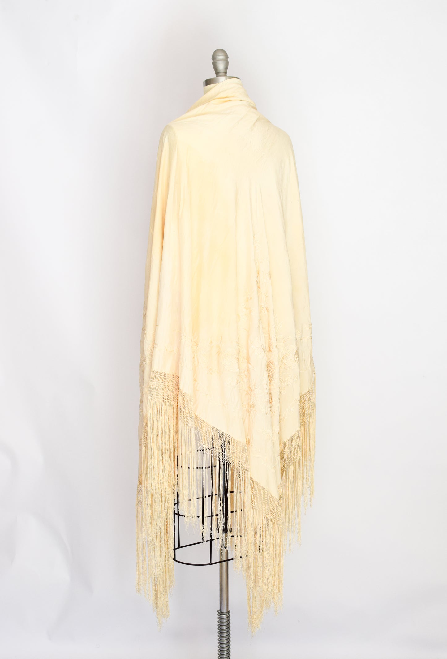 Antique Silk Embroidered Piano Shawl