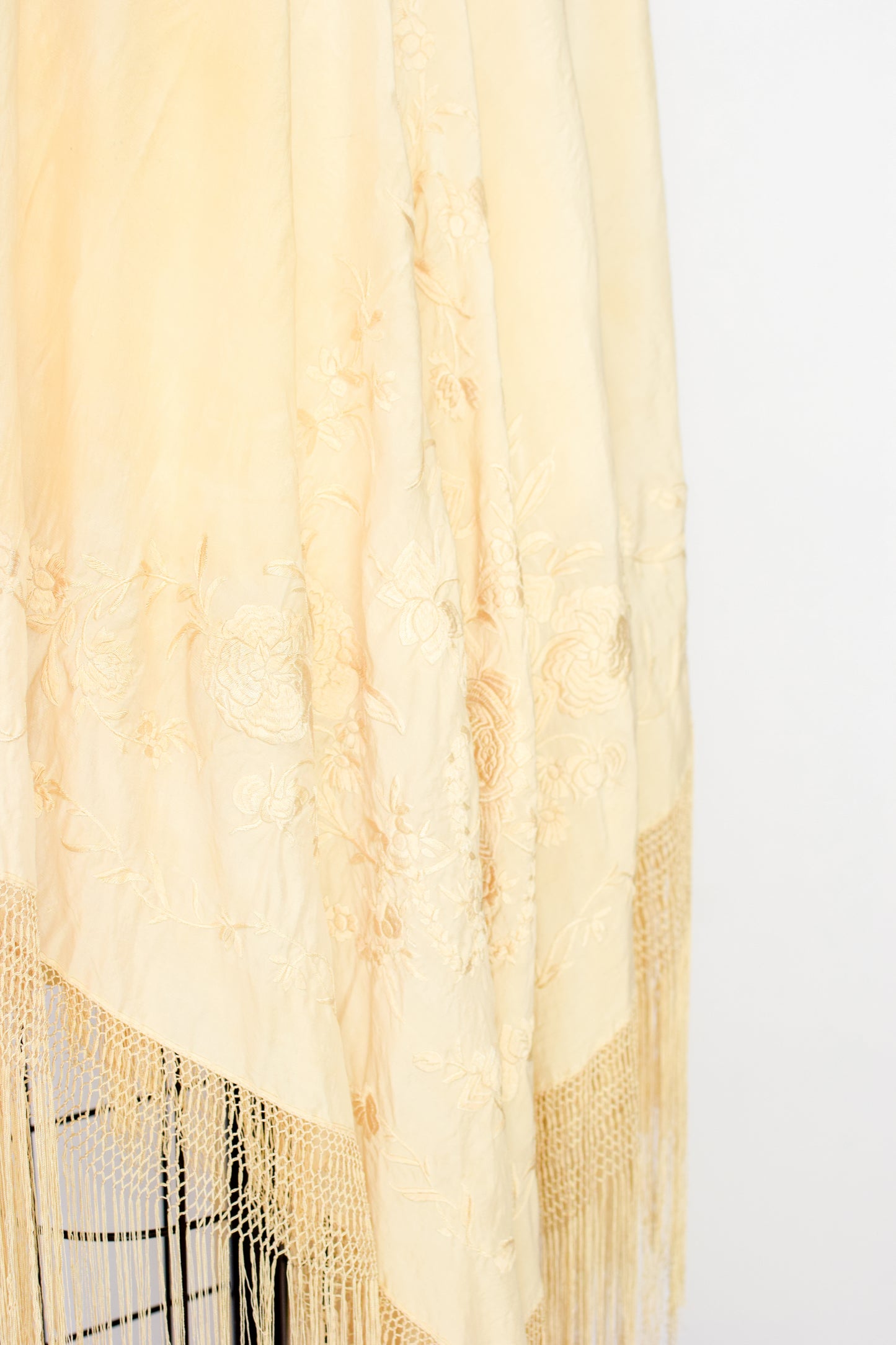 Antique Silk Embroidered Piano Shawl