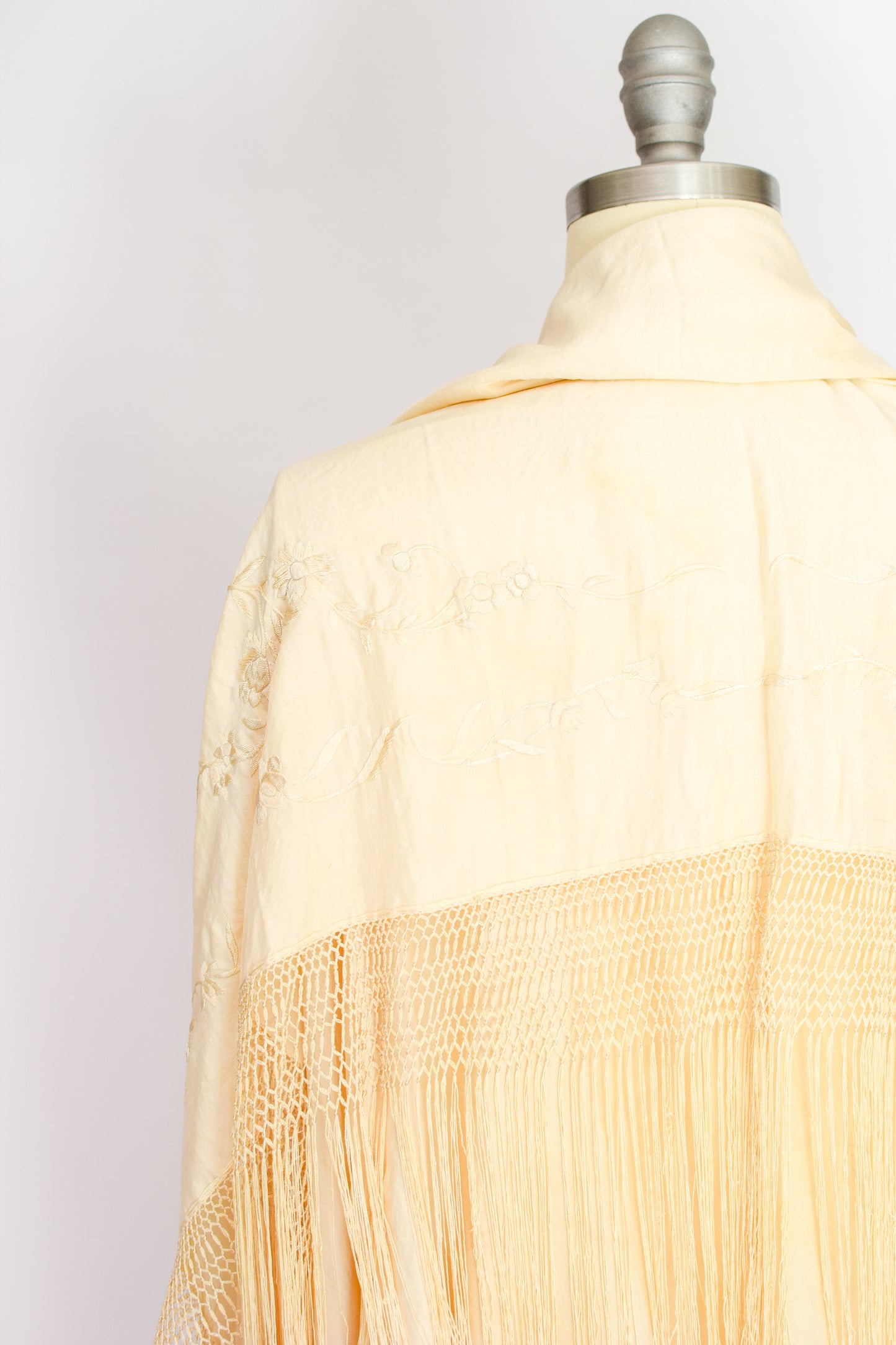 Antique Silk Embroidered Piano Shawl