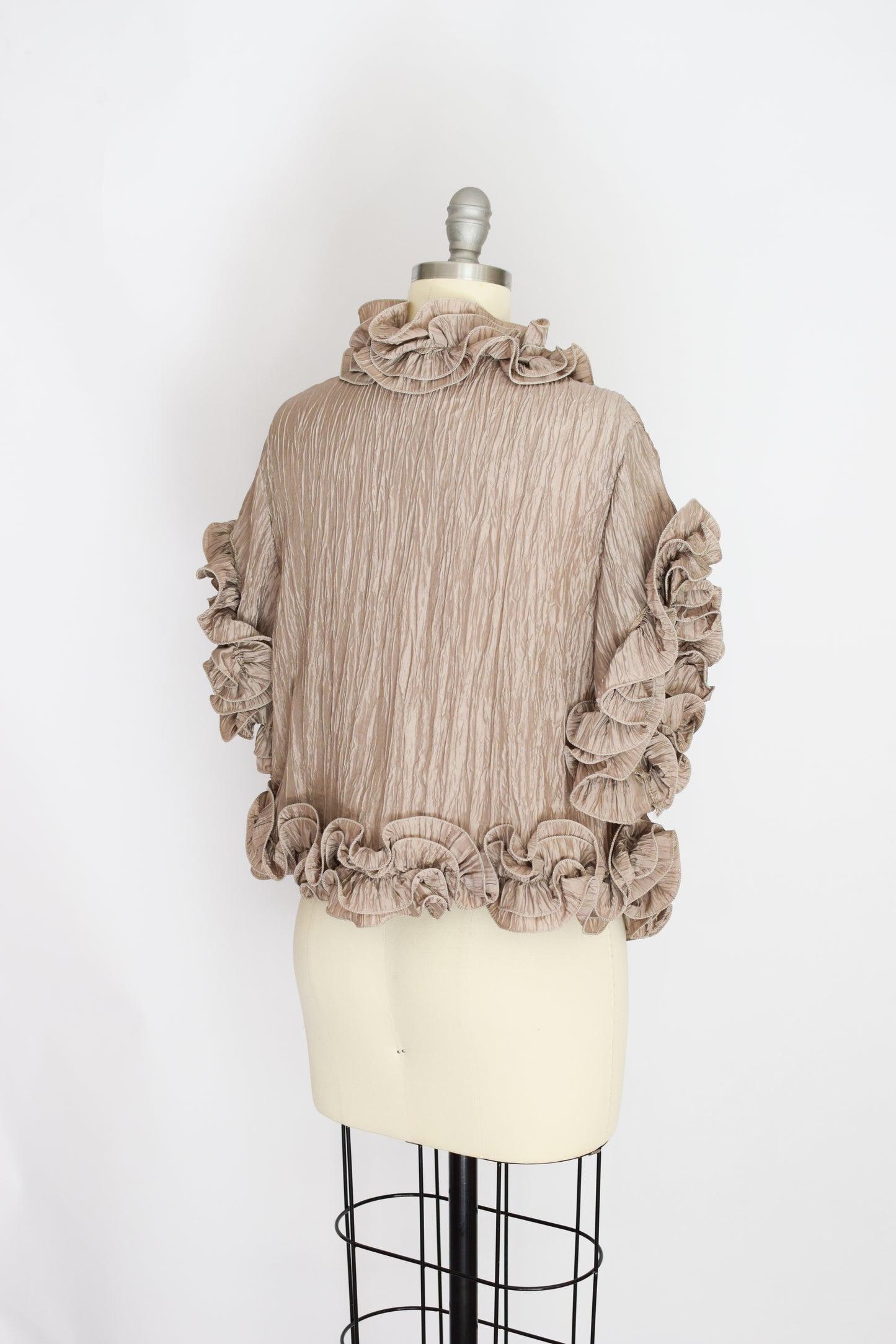 Ecru Satin Sculptural Jacket | S-L