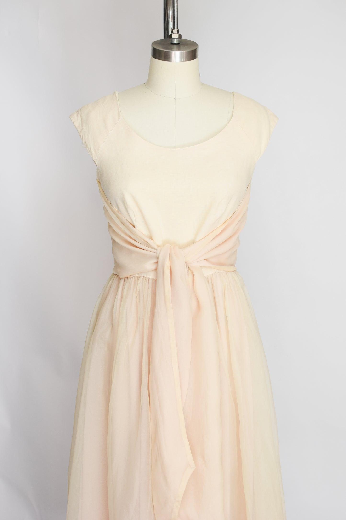 90s Silk and Linen Wrap Waist Dress | S | Elizabeth Wayman