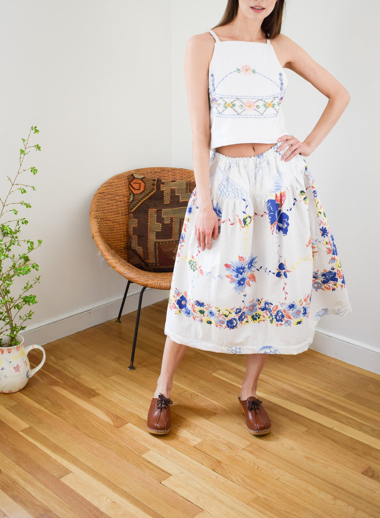 Reworked Embroidered Tie-Back Tank | M