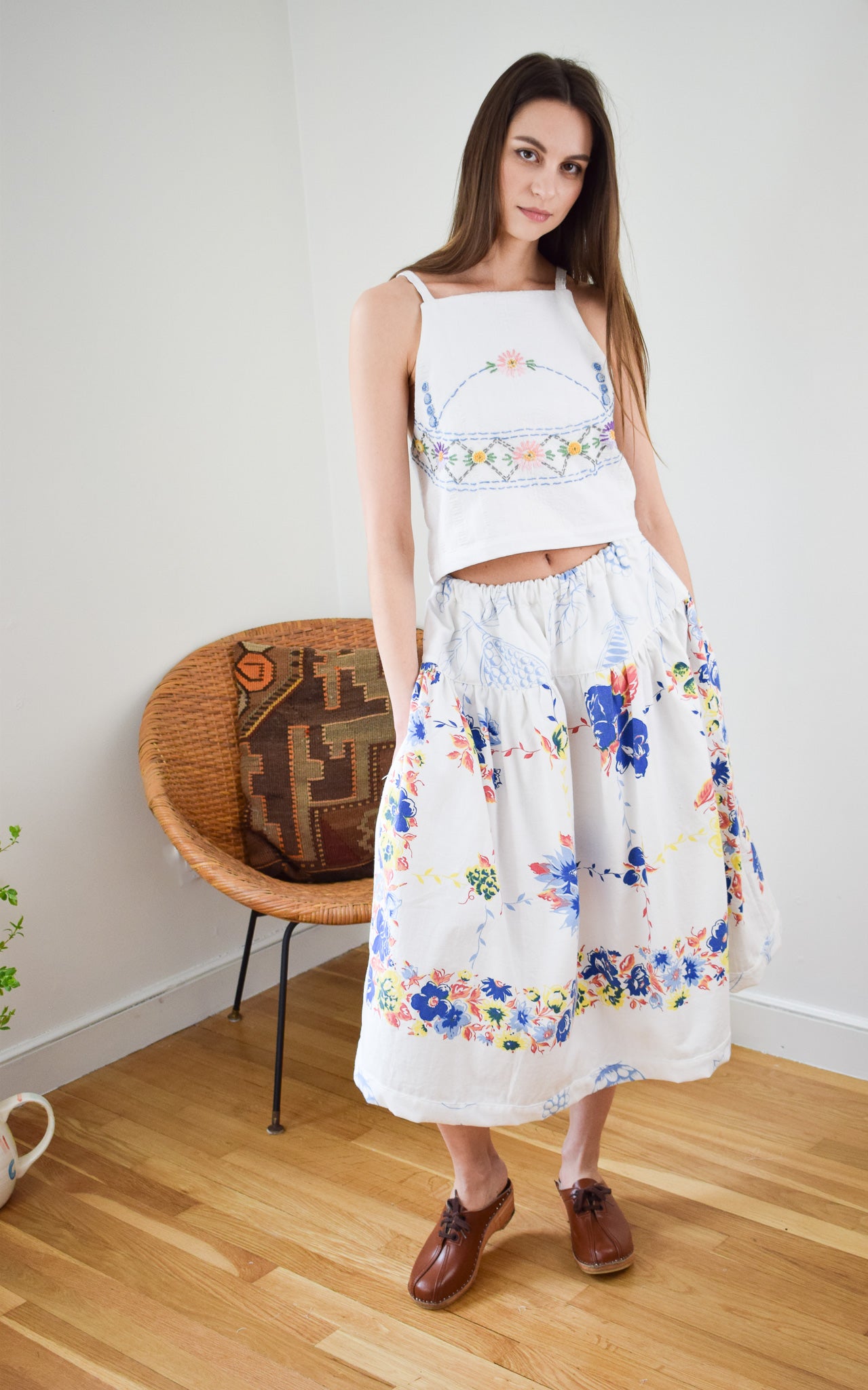 Reworked Embroidered Tie-Back Tank | M