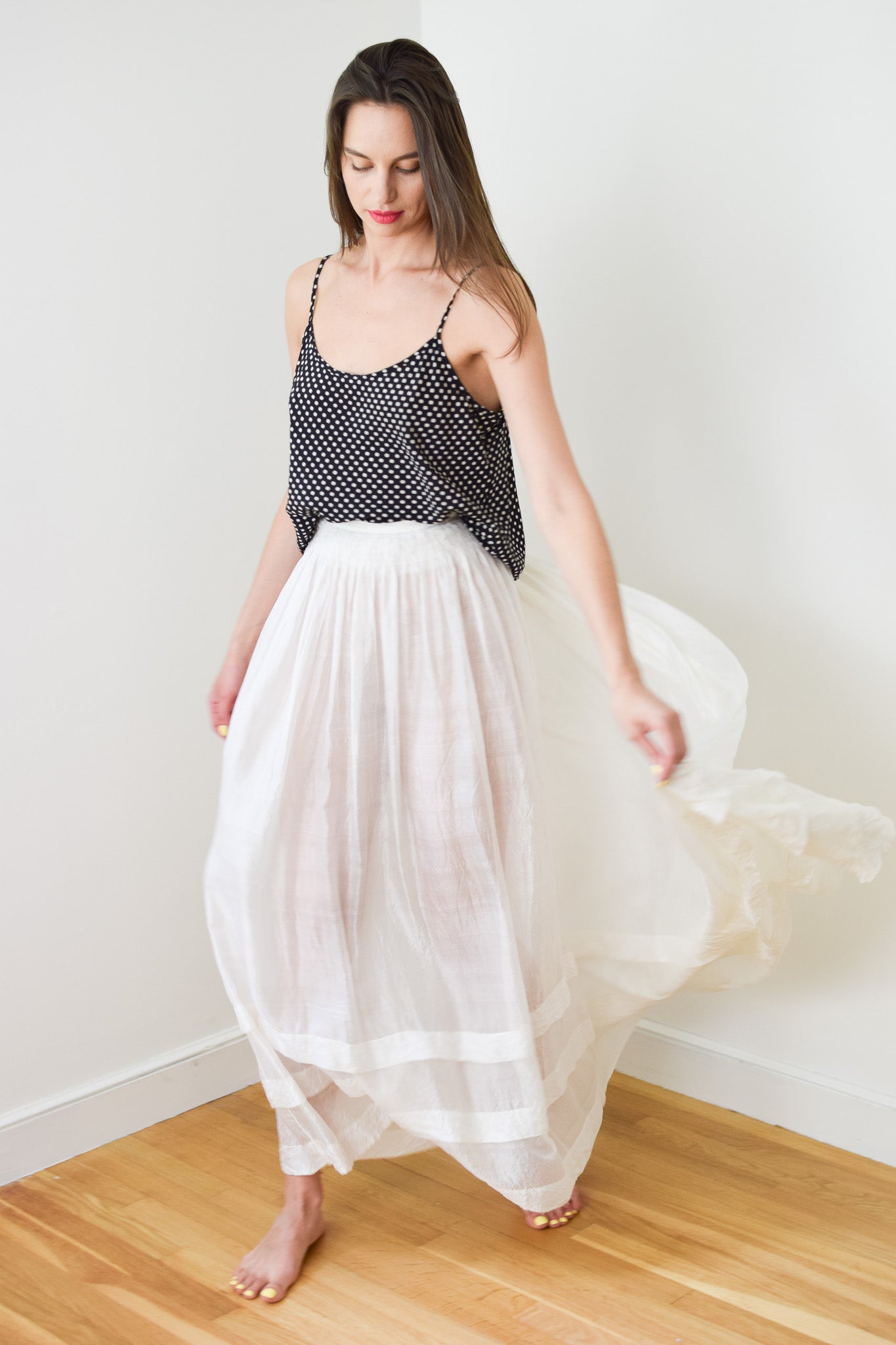 Antique Victorian Gossamer Silk Skirt | XXS
