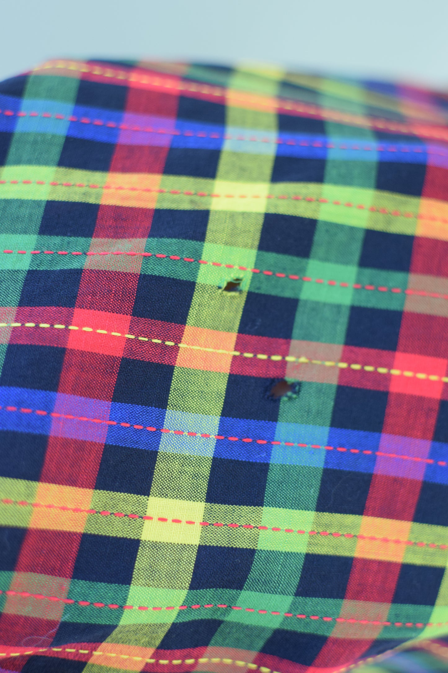 1950s Multi-Color Plaid Cotton Dress | L