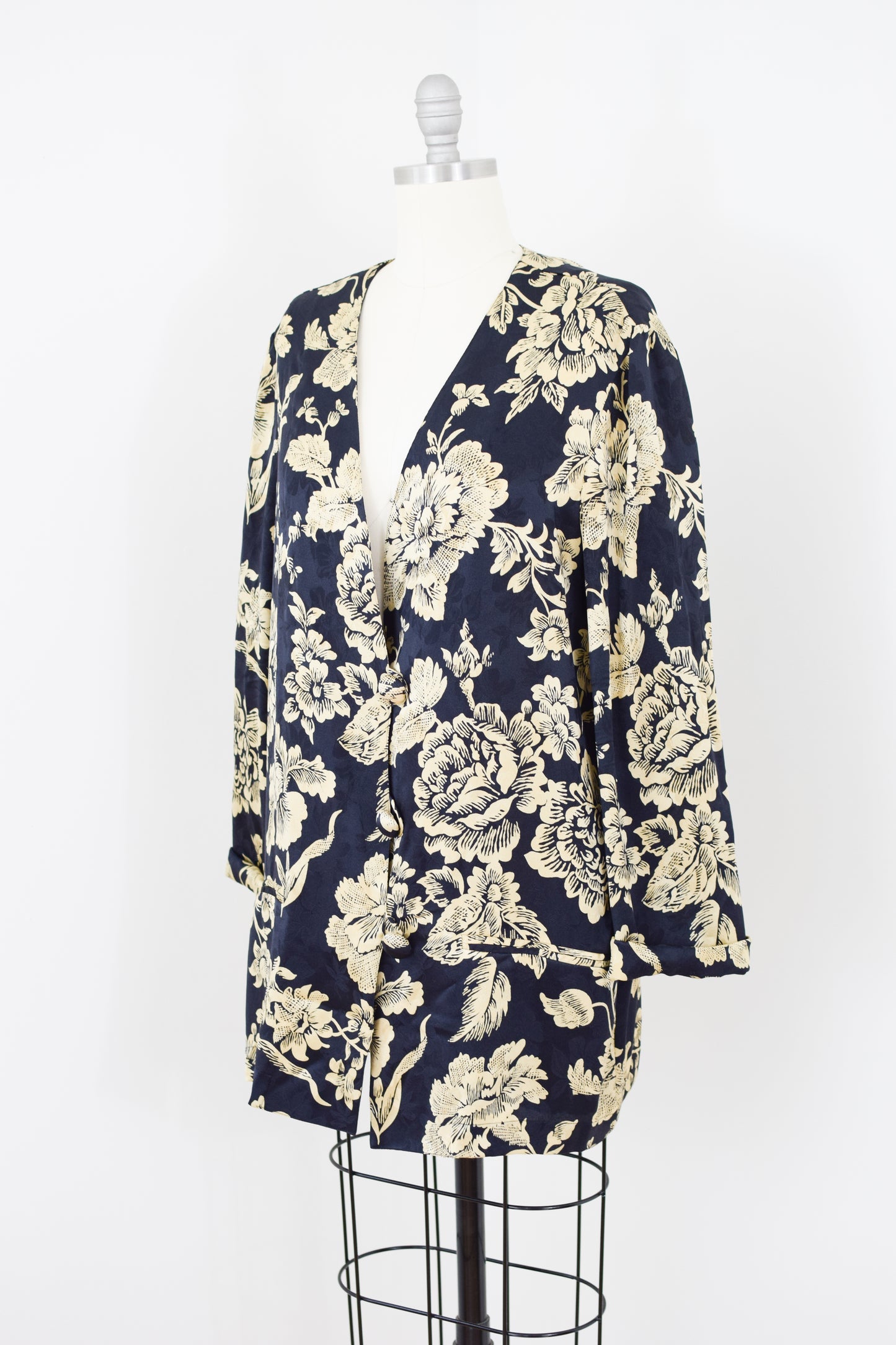 Vintage Silk Smoking Jacket by Mary Ann Restivo | L