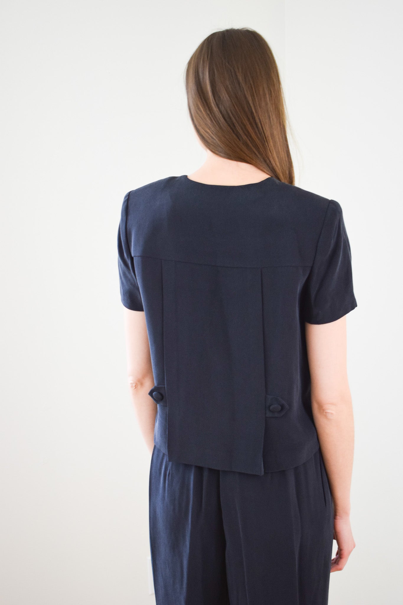 Vintage Black Silk Suit Set | S