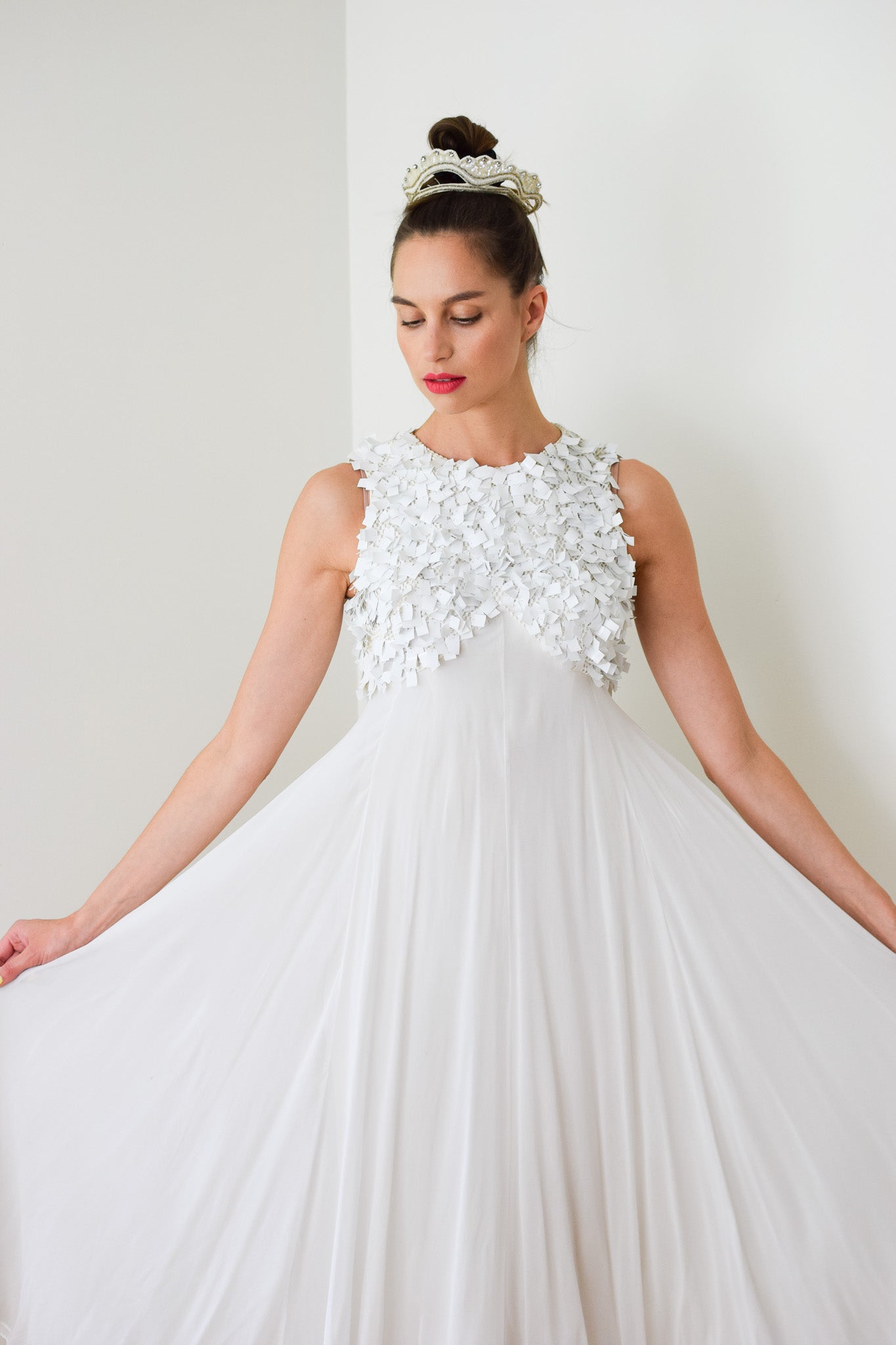 1960s Empire Waist Gown with Paillette Bodice | XXS/XS