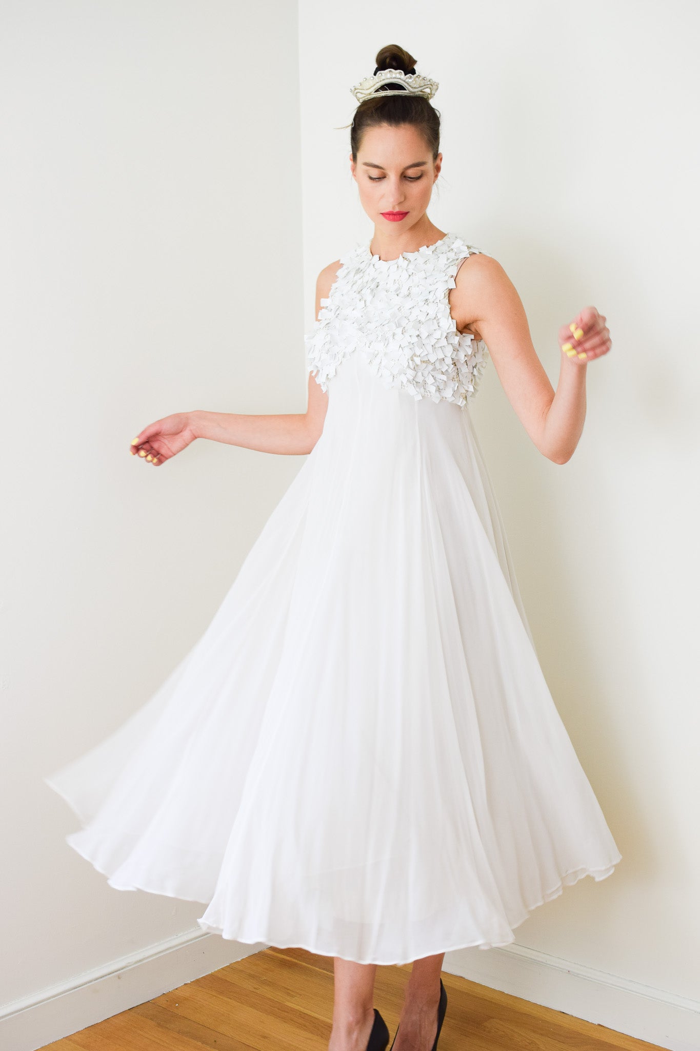 1960s Empire Waist Gown with Paillette Bodice | XXS/XS
