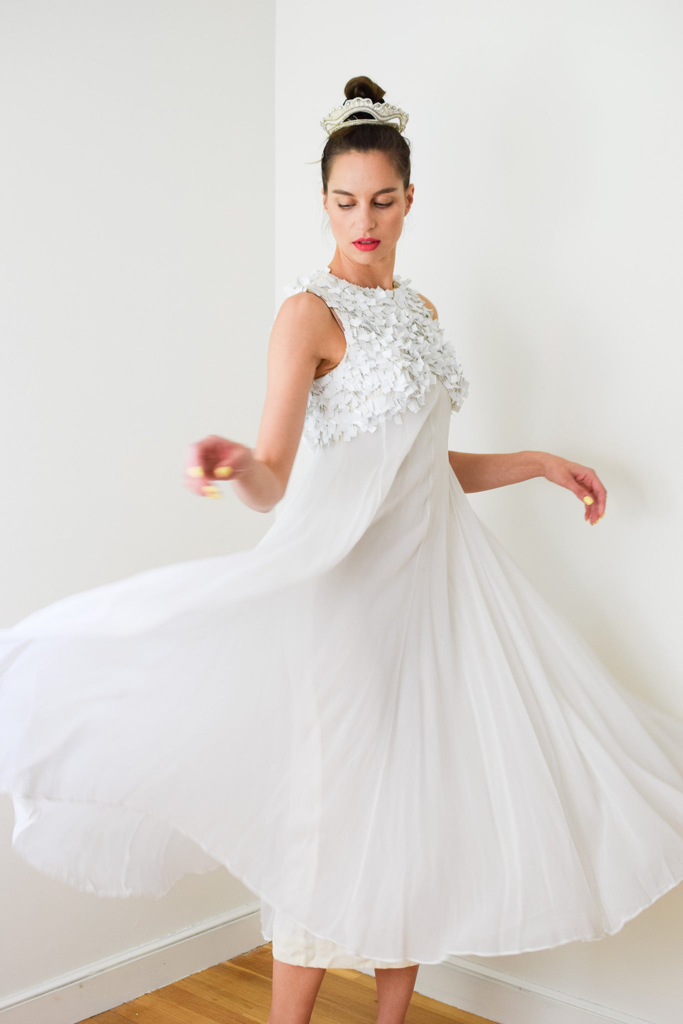 1960s Empire Waist Gown with Paillette Bodice | XXS/XS