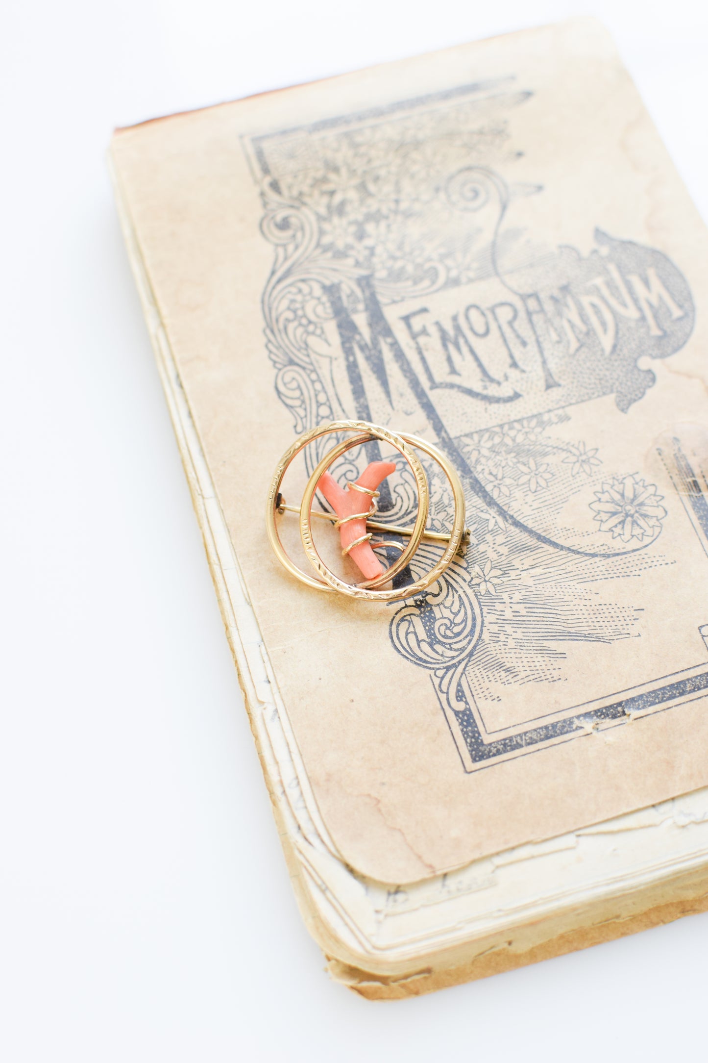 Antique Victorian Coral Love Knot Brooch