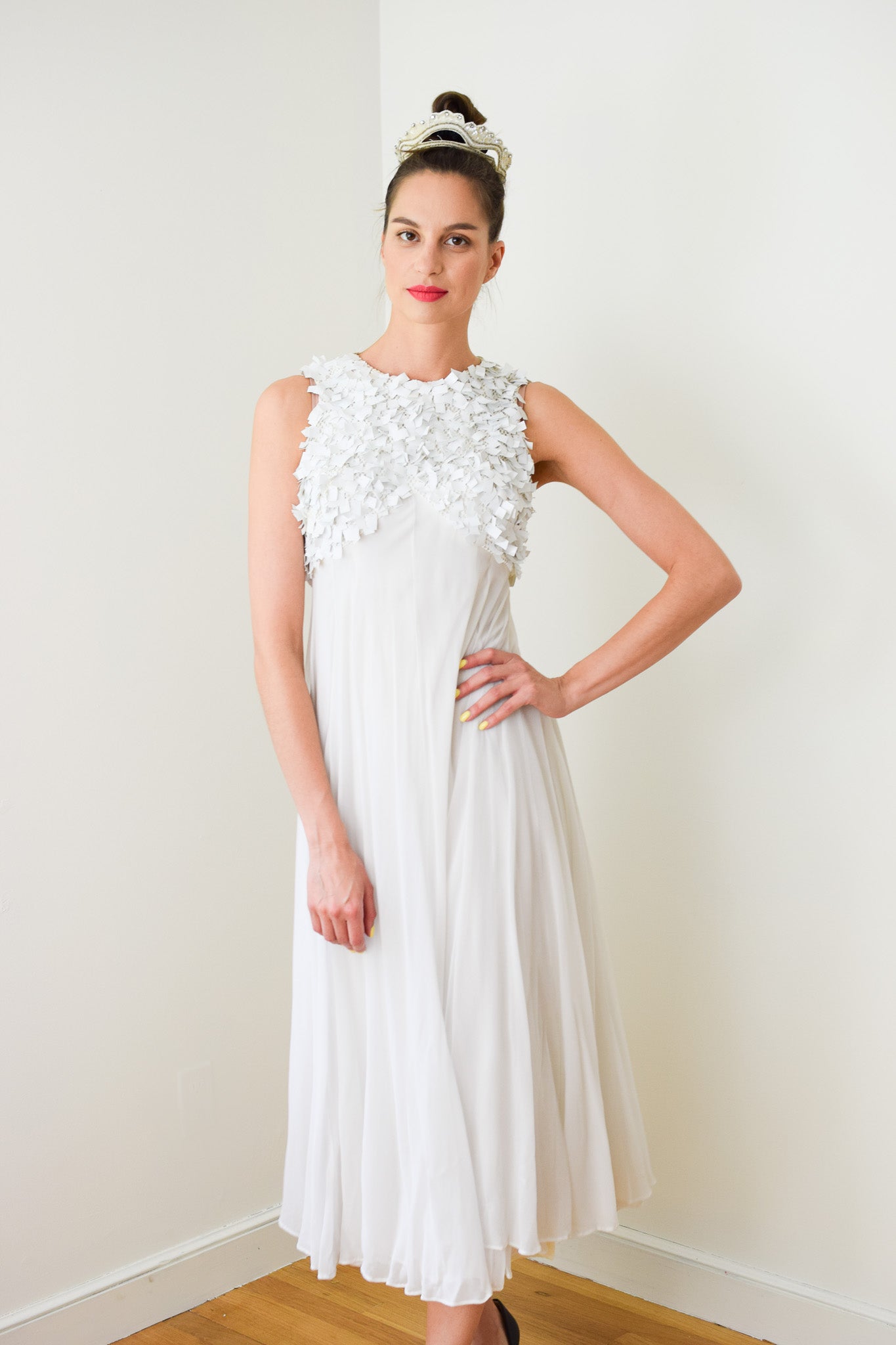 1960s Empire Waist Gown with Paillette Bodice | XXS/XS
