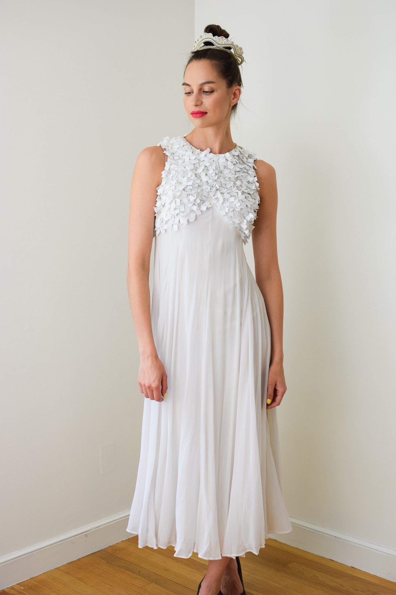 1960s Empire Waist Gown with Paillette Bodice | XXS/XS fieldwork 1960s Empire Waist Gown with Paillette Bodice | XXS/XS fieldwork