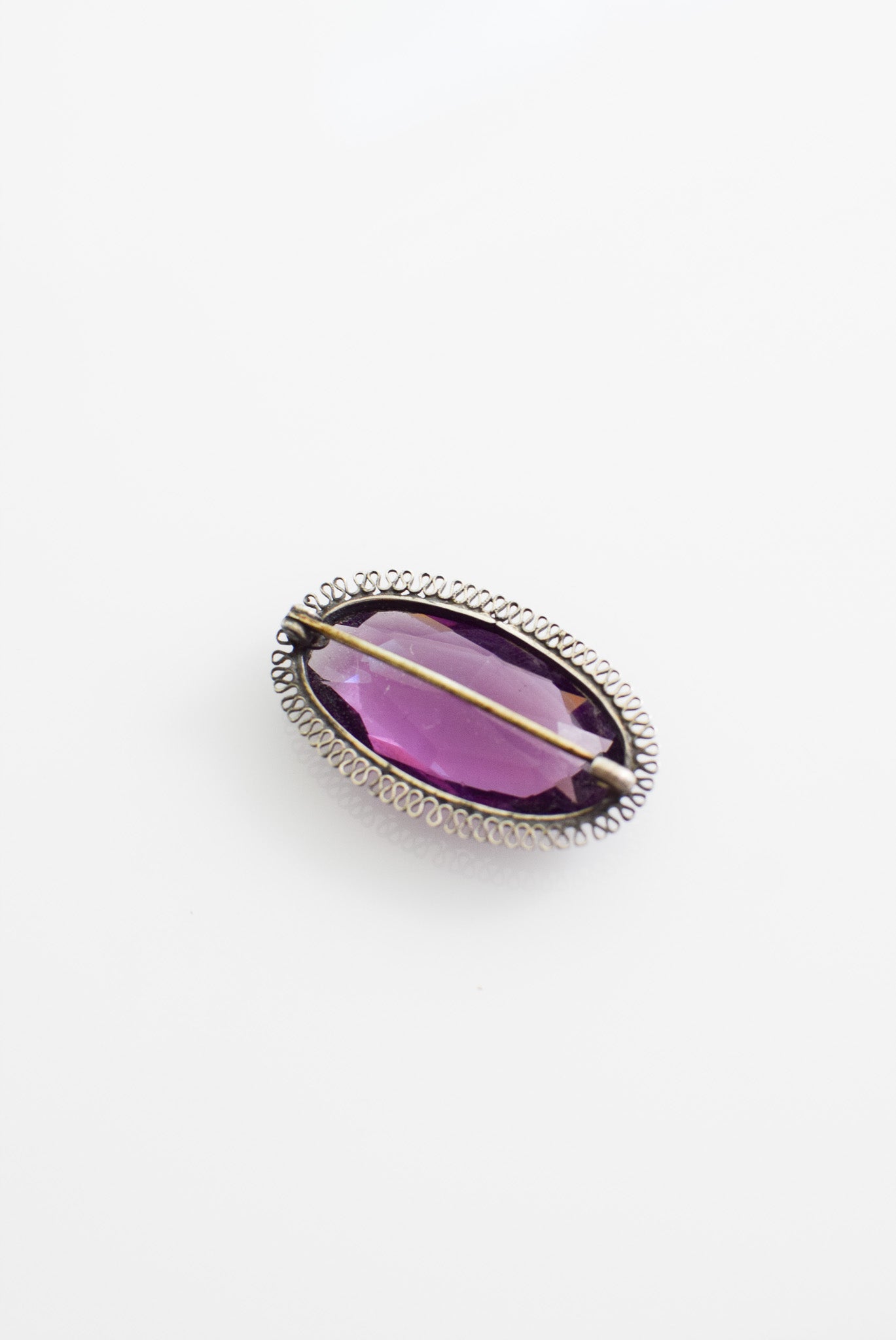 Large Antique Czech Glass Amethyst Brooch
