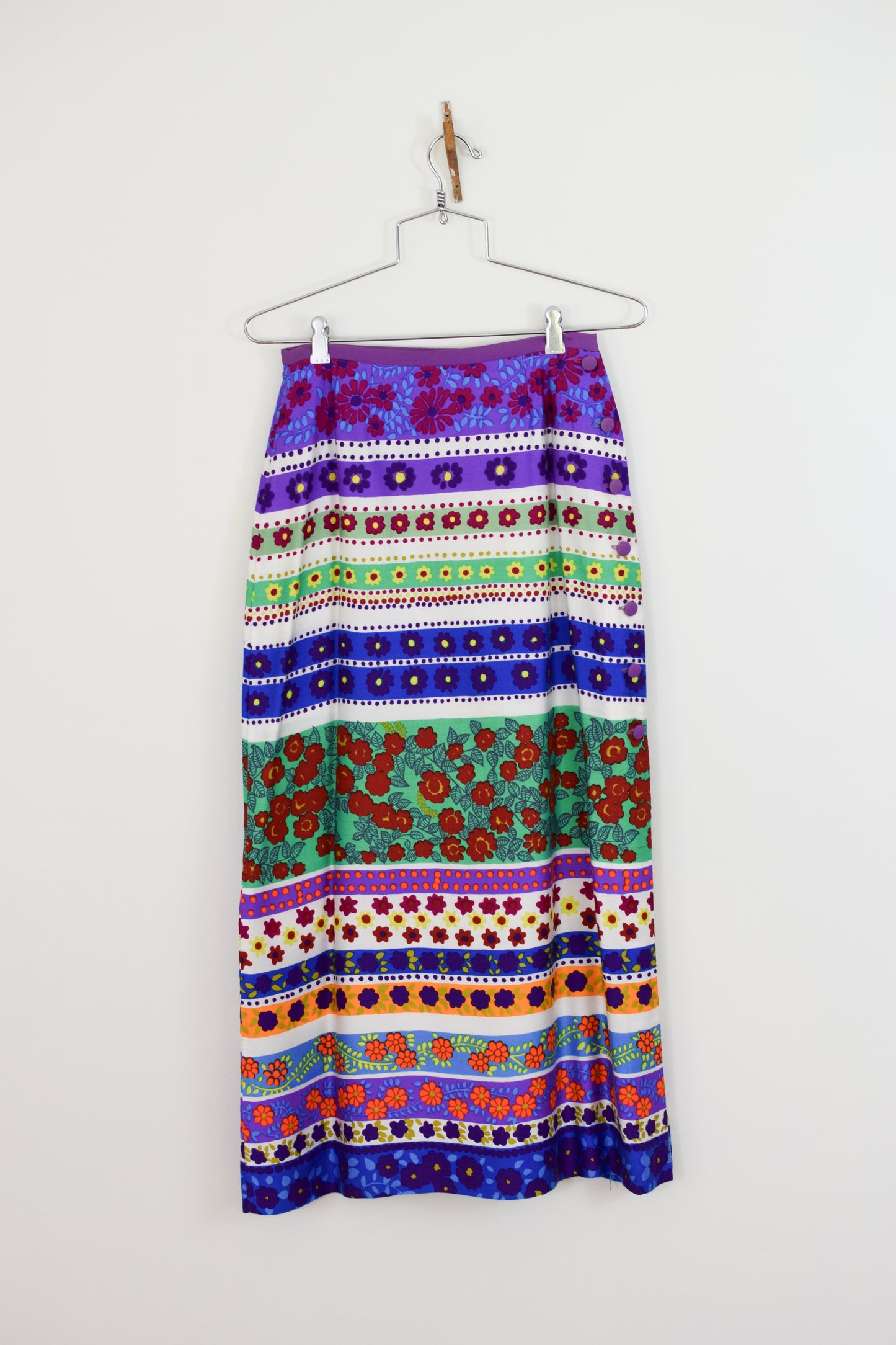 1960s Lanz Bright Floral Wrap Skirt | XS