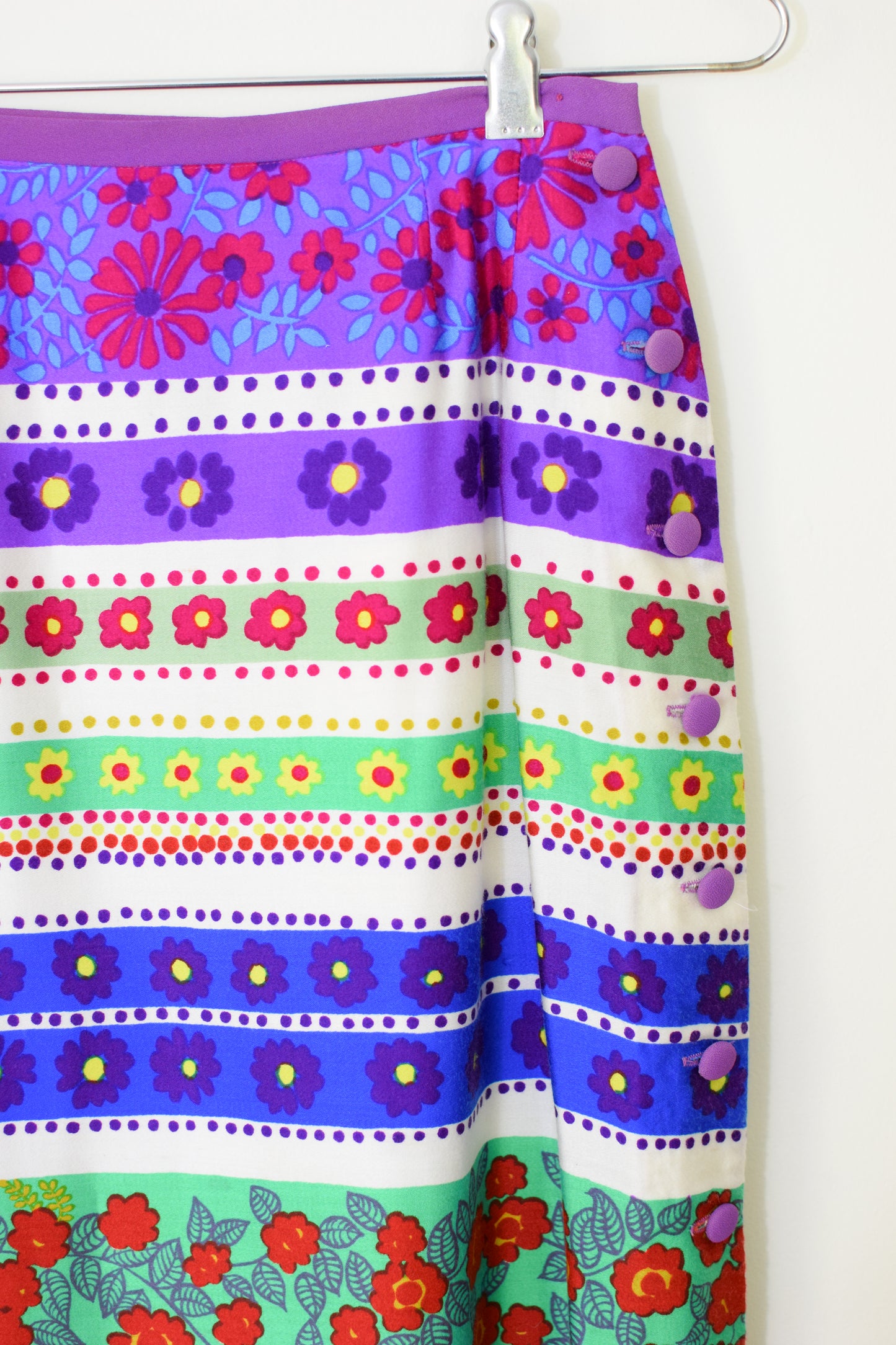 1960s Lanz Bright Floral Wrap Skirt | XS