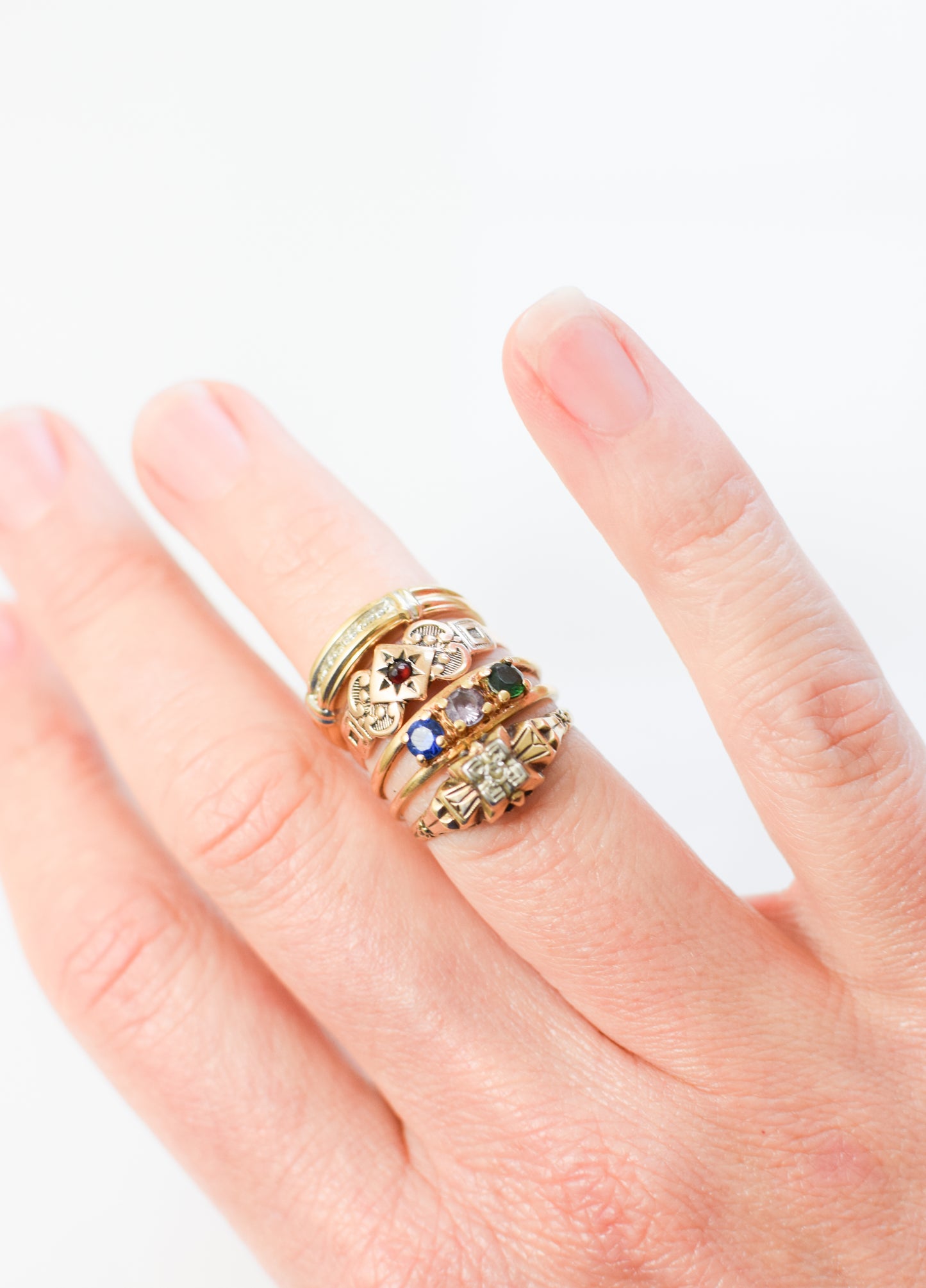 Vintage 10 Karat Gold and Diamond Stacking Band | Sz 4.5