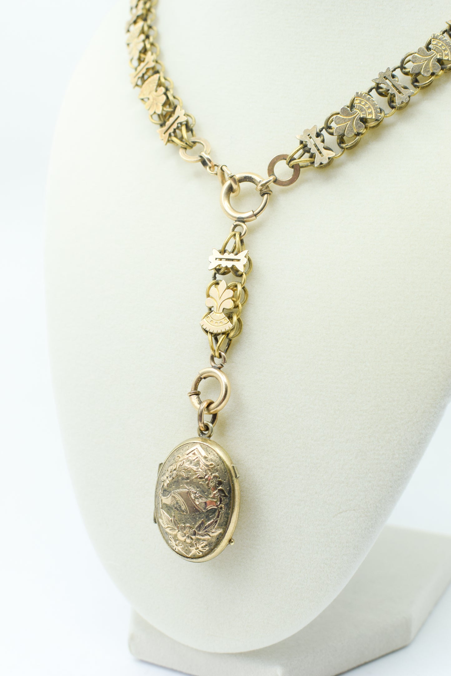 Antique Victorian Goldfill Locket and Book Chain