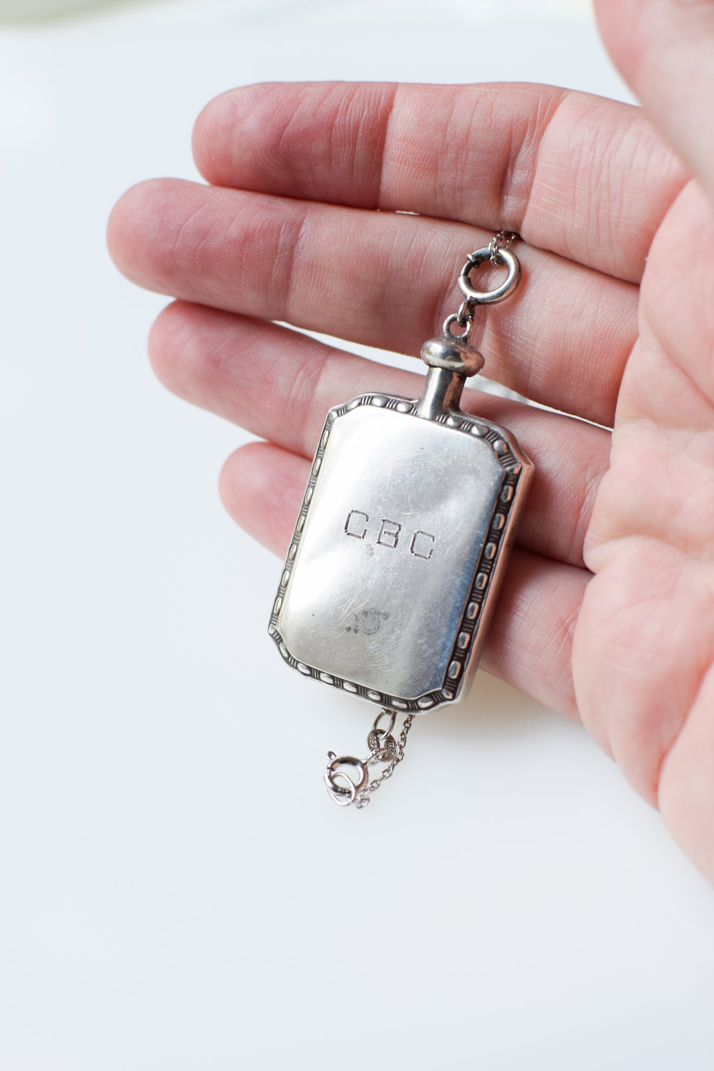 Vintage Sterling Silver Perfume Pendant Necklace