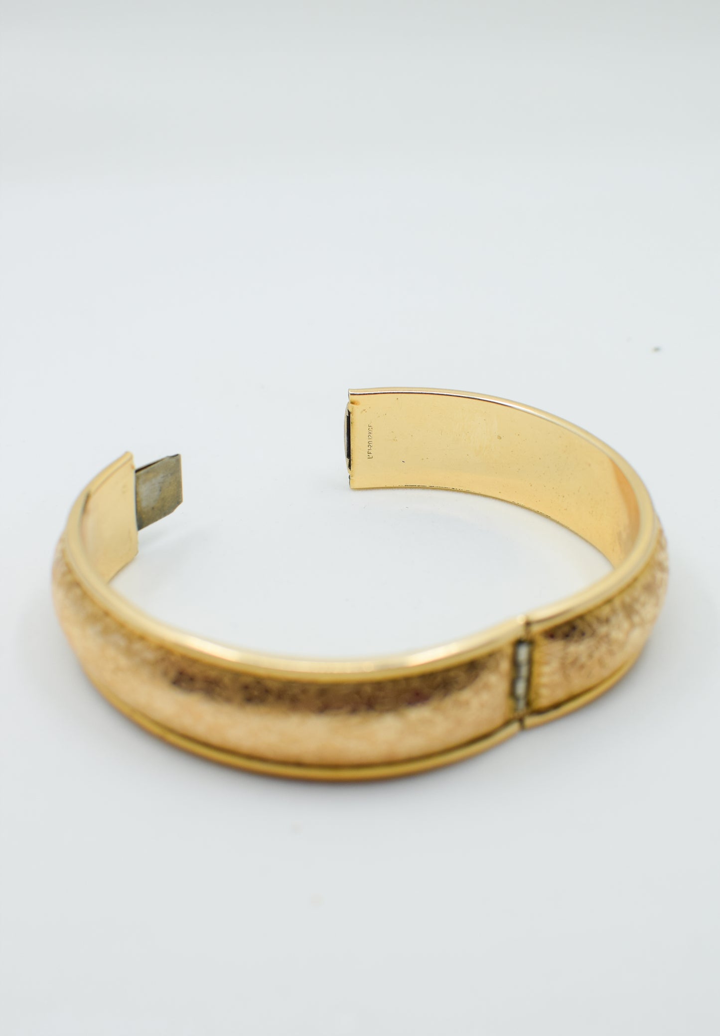 Vintage Cherry Blossom Embossed Gold Bangle Bracelet