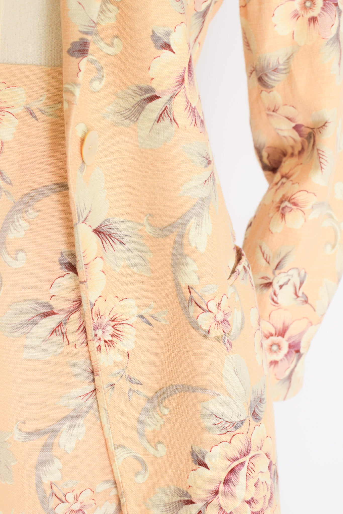 1990s Linen Tapestry Print Skirt Suit | XS