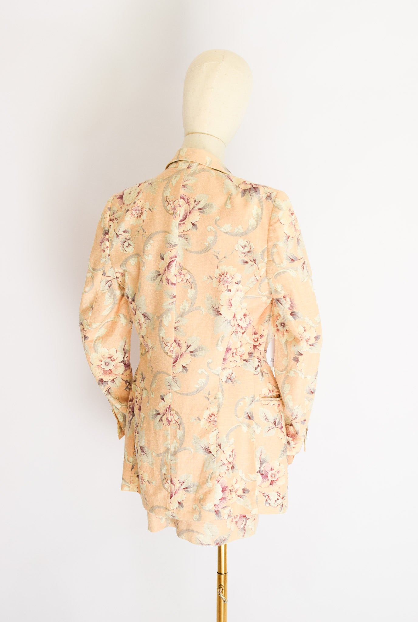 1990s Linen Tapestry Print Skirt Suit | XS