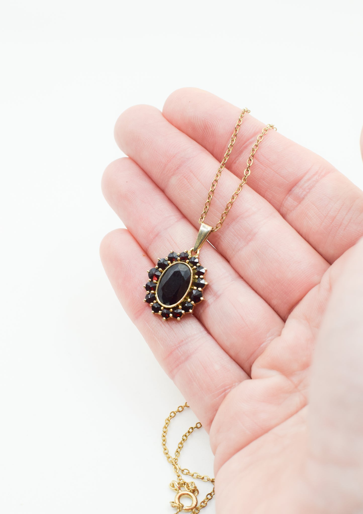 Vintage Bohemian Garnet Cluster Pendant