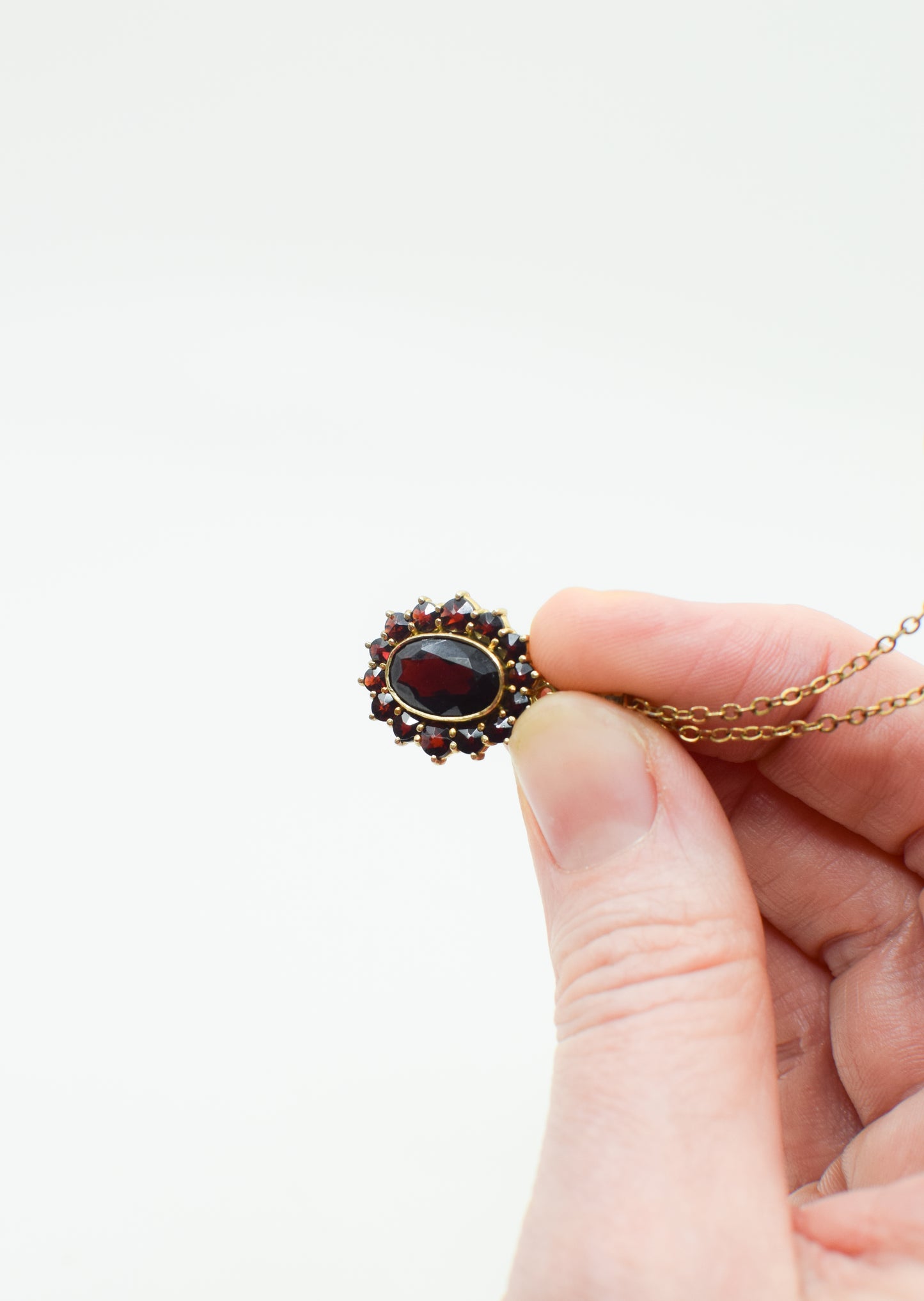 Vintage Bohemian Garnet Cluster Pendant