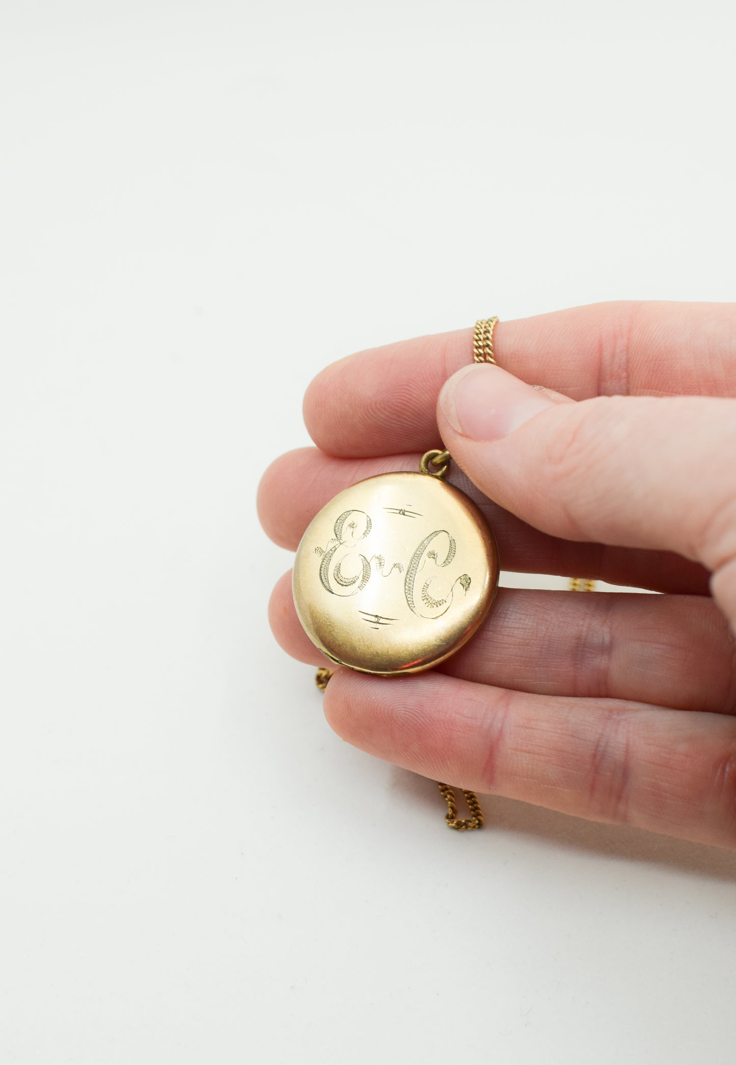 Vintage "Rope" Font Goldfill Locket | Initials EC and BJ