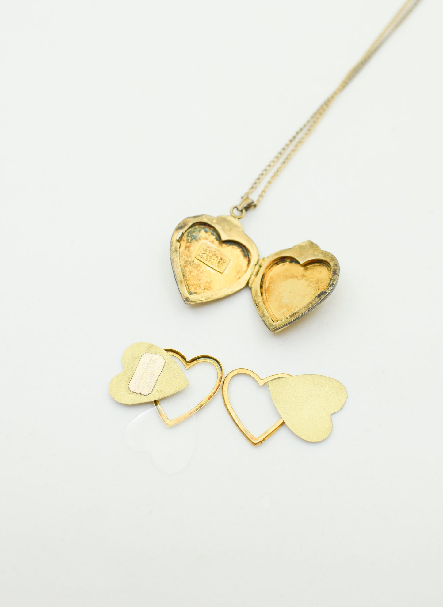 Vintage 1940s Heart Locket w Forget-me-Not | Initials VD