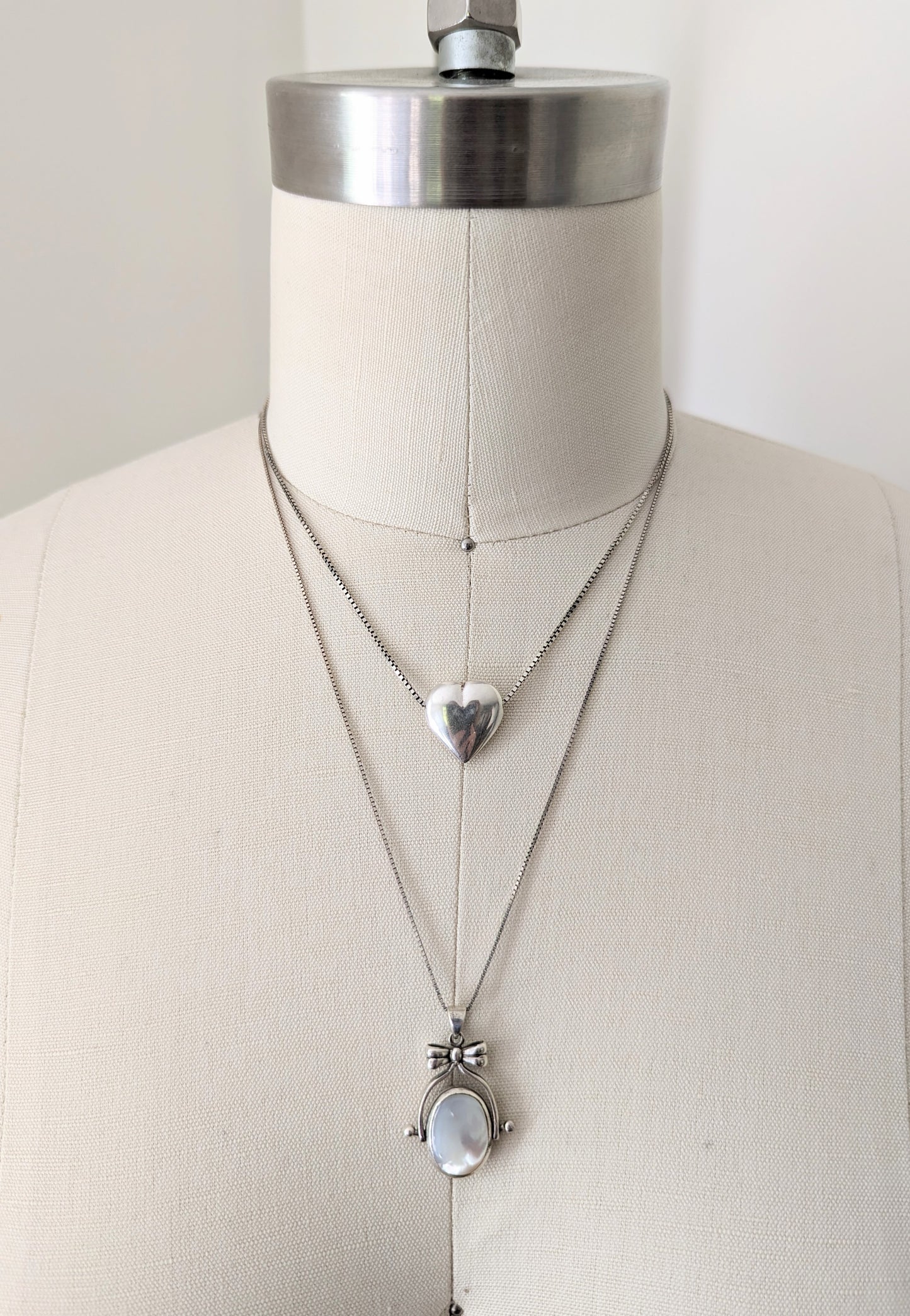 Vintage Sterling Silver Puffy Heart Necklace