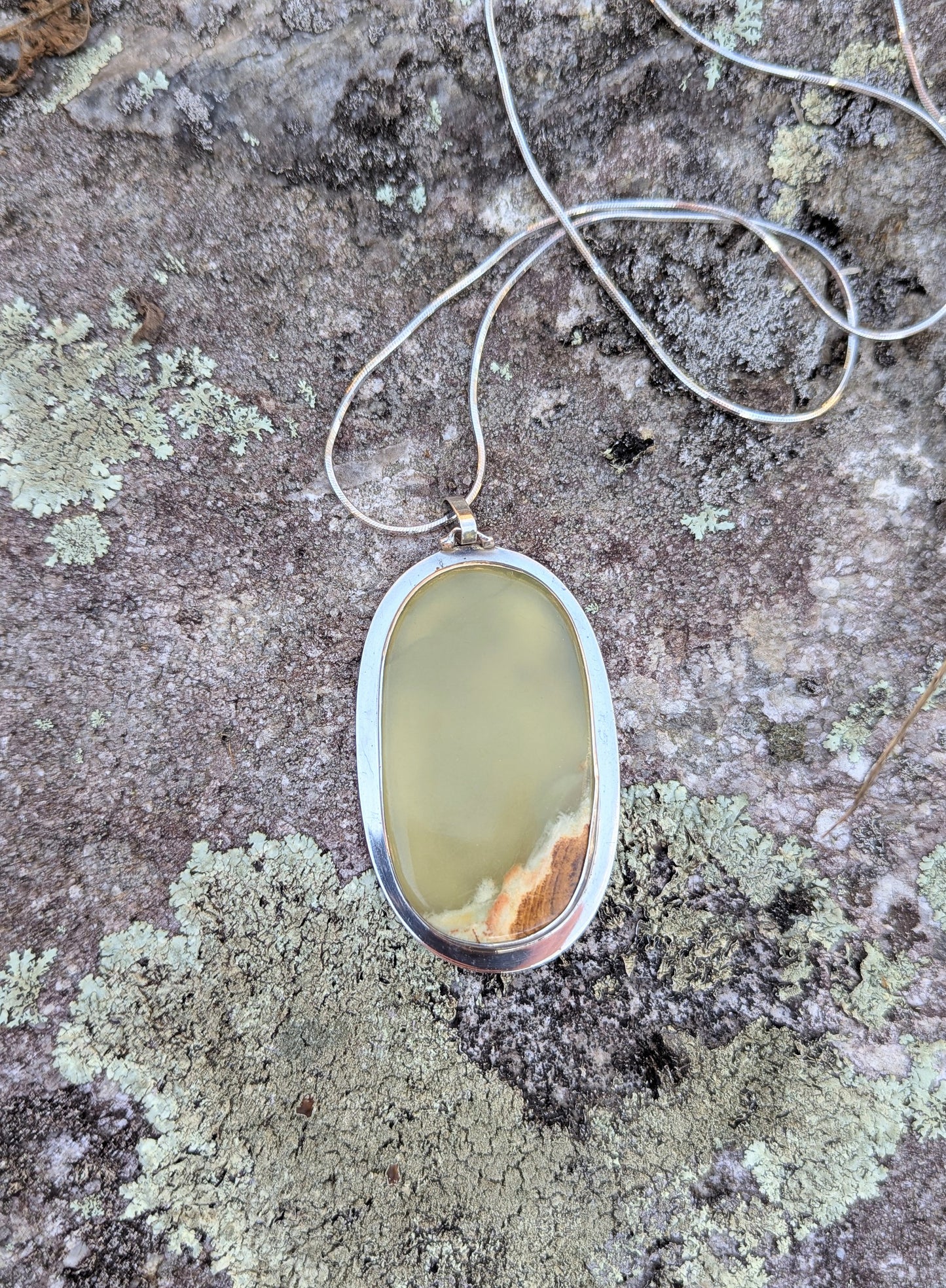 Vintage Celia Sebiri Sterling Silver and Agate Pendant Necklace