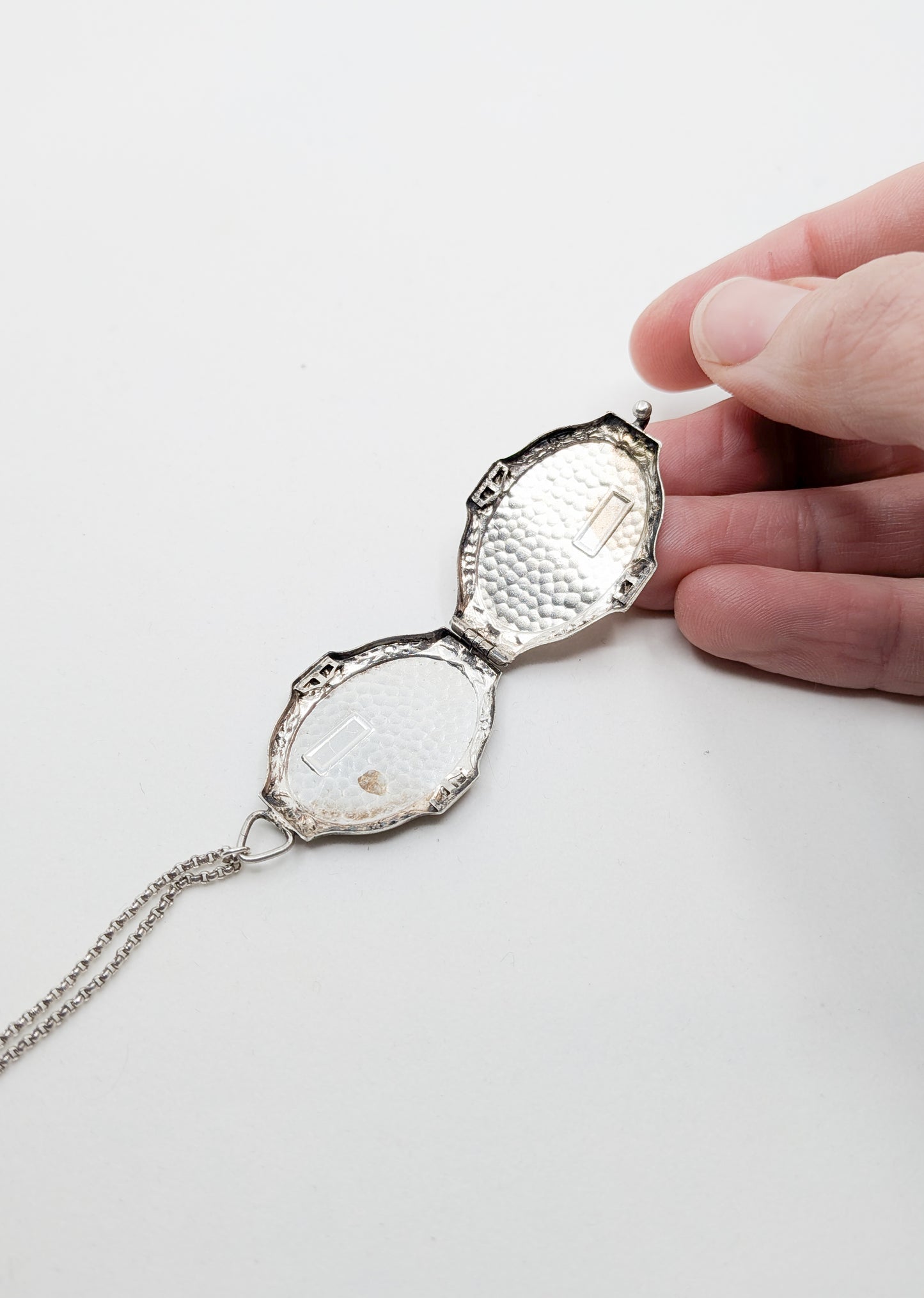 Antique Art Deco Hammered Silver Locket