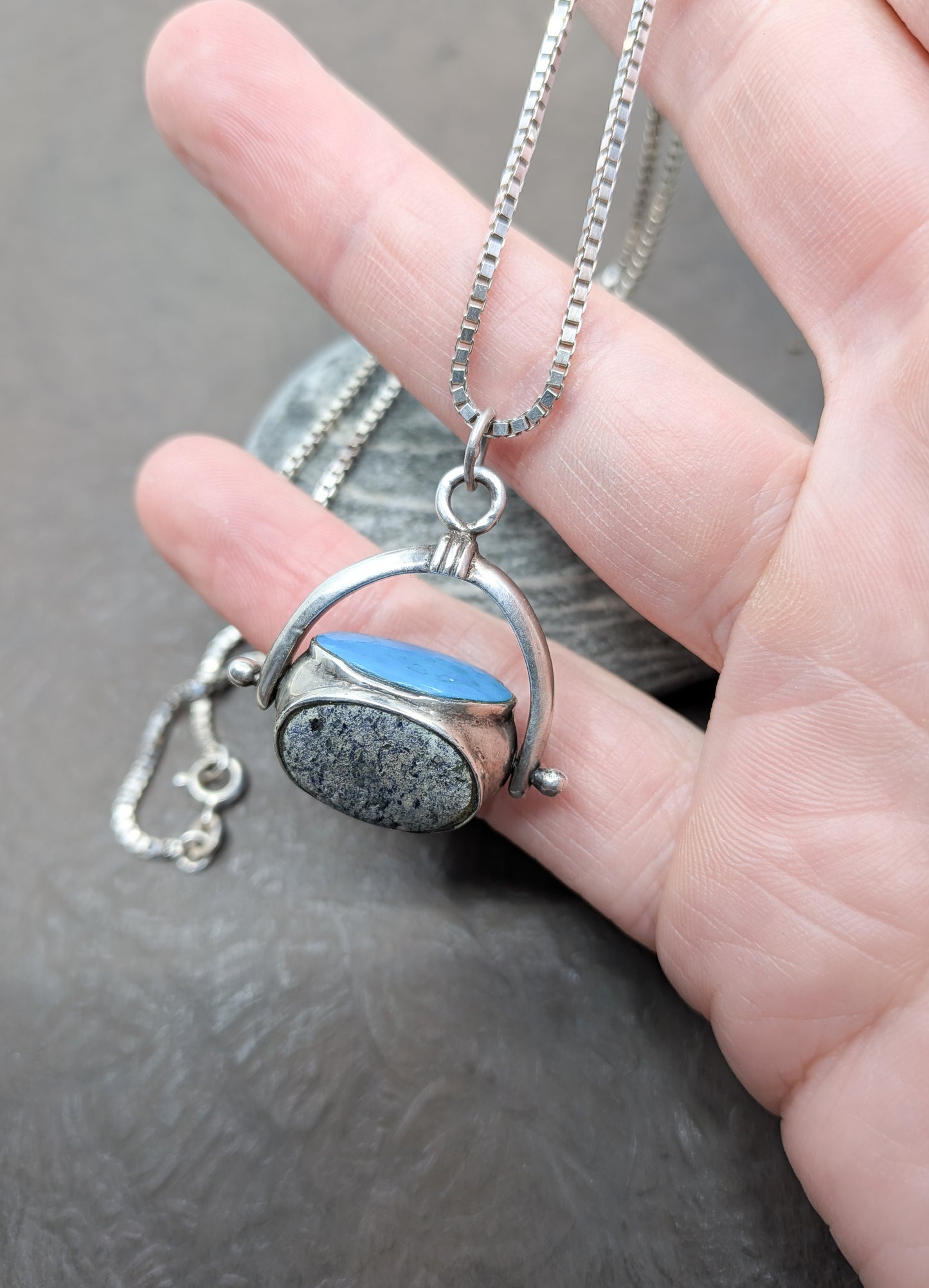 Vintage Silver and Hard Stone Spinner Fob