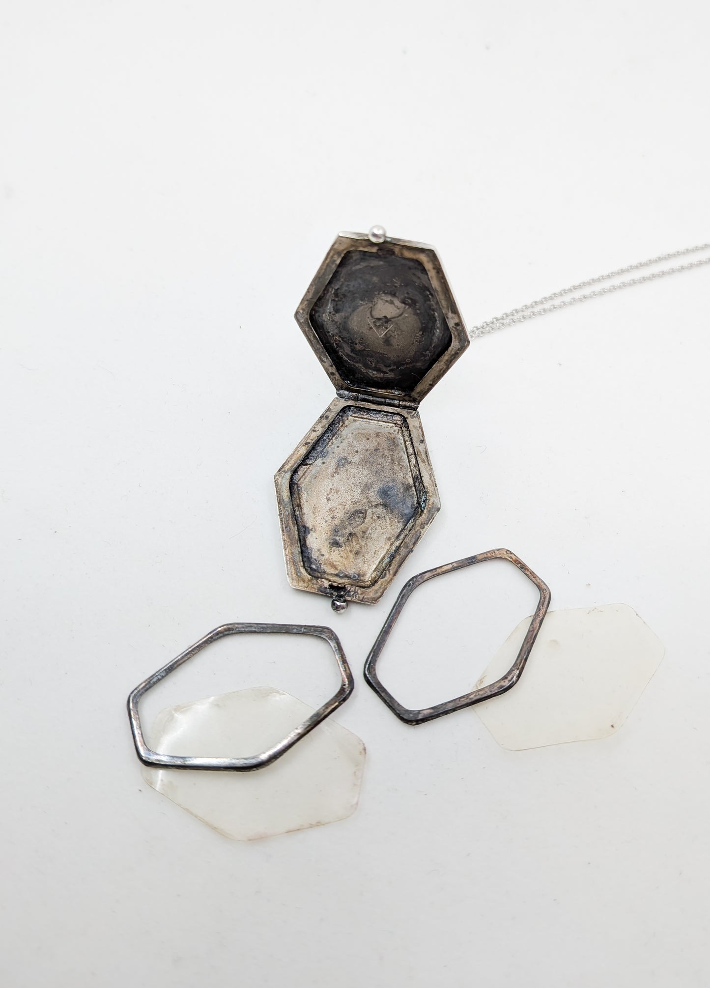 Vintage Art Deco Hexagonal Silver Locket