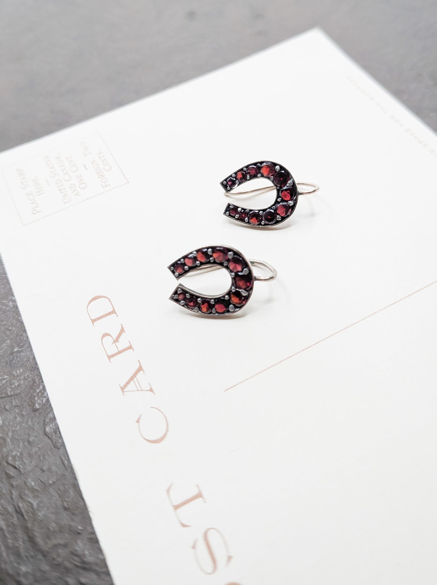 Antique Gilt and Garnet Horseshoe Earrings