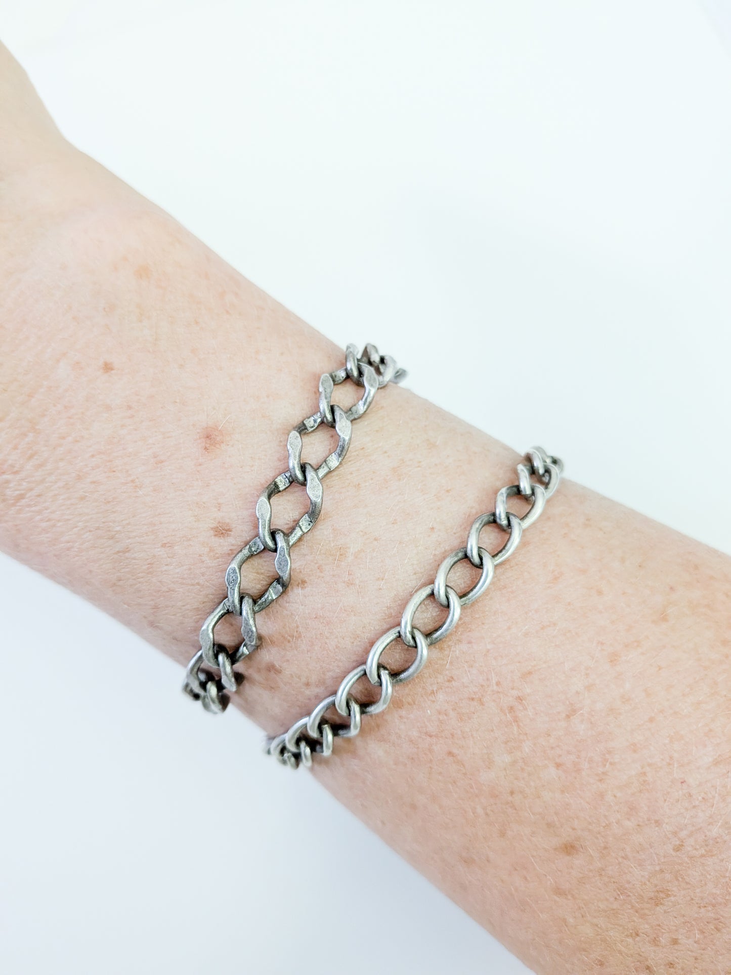 Vintage Sterling Silver Curb Link Bracelet (larger)