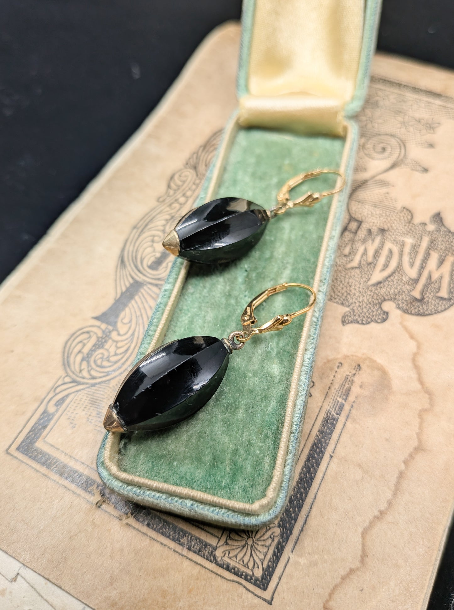 Antique French Jet Drop Earrings