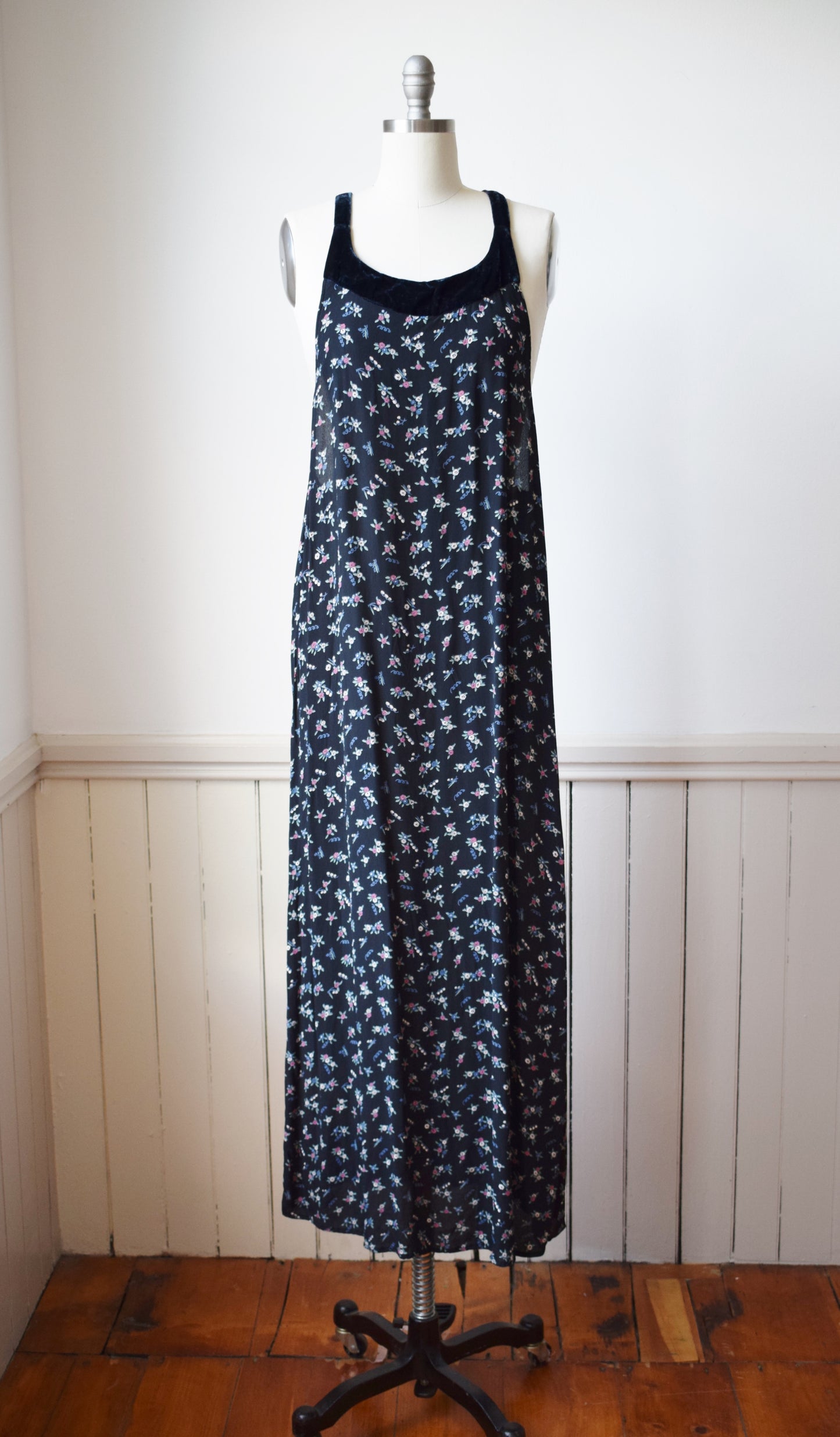 90s Racer Back Rayon Maxi Dress | S/M